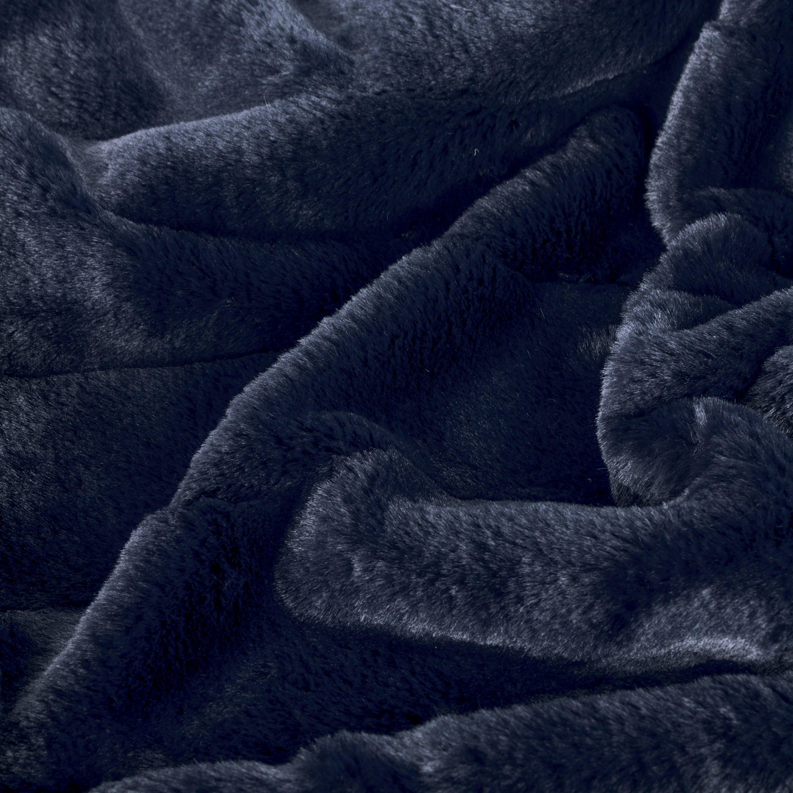 Navy - Paoletti - Empress Faux Fur Throw - 5