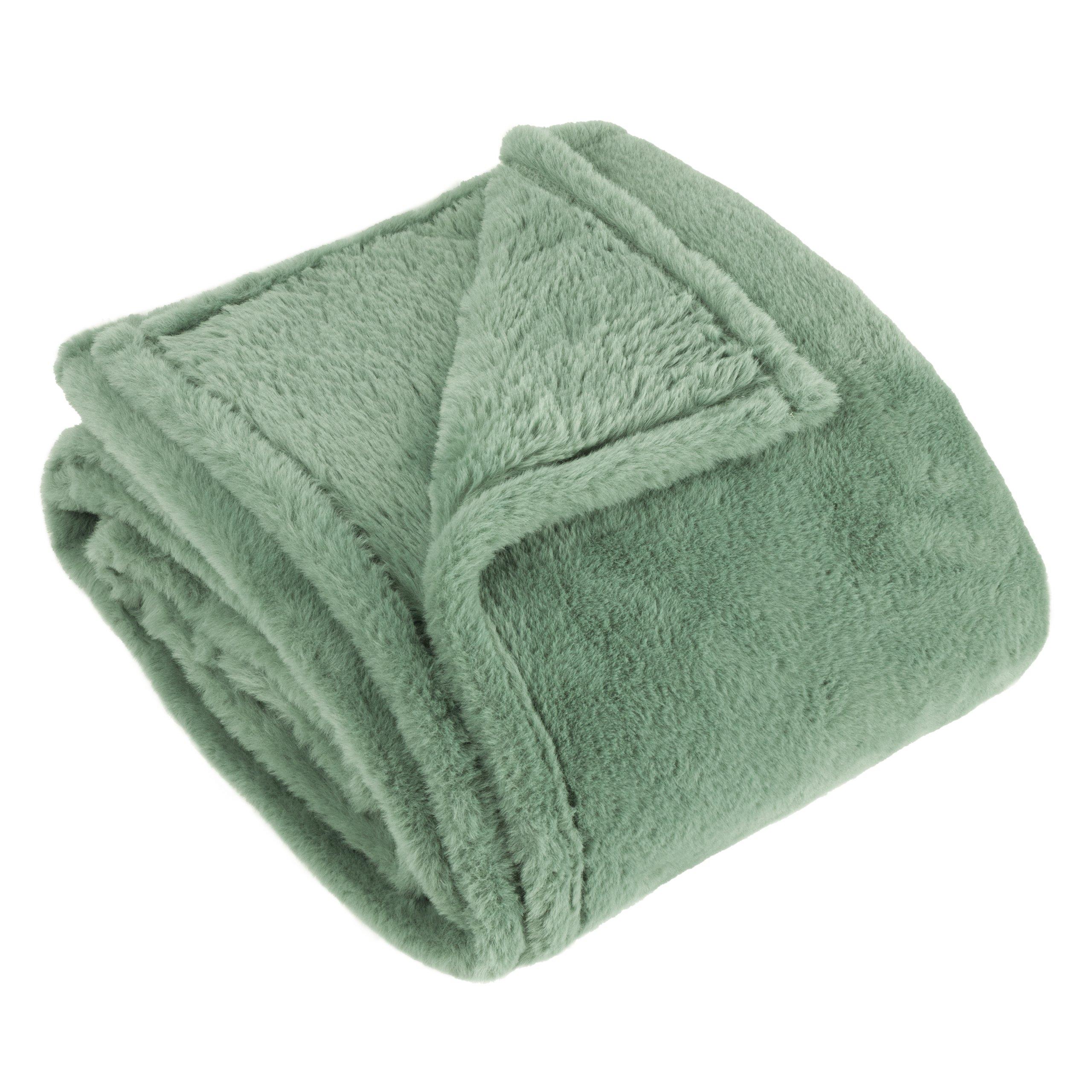 Forest Green - Furn - Kallu Double-Sided Faux-Fur Throw - 1