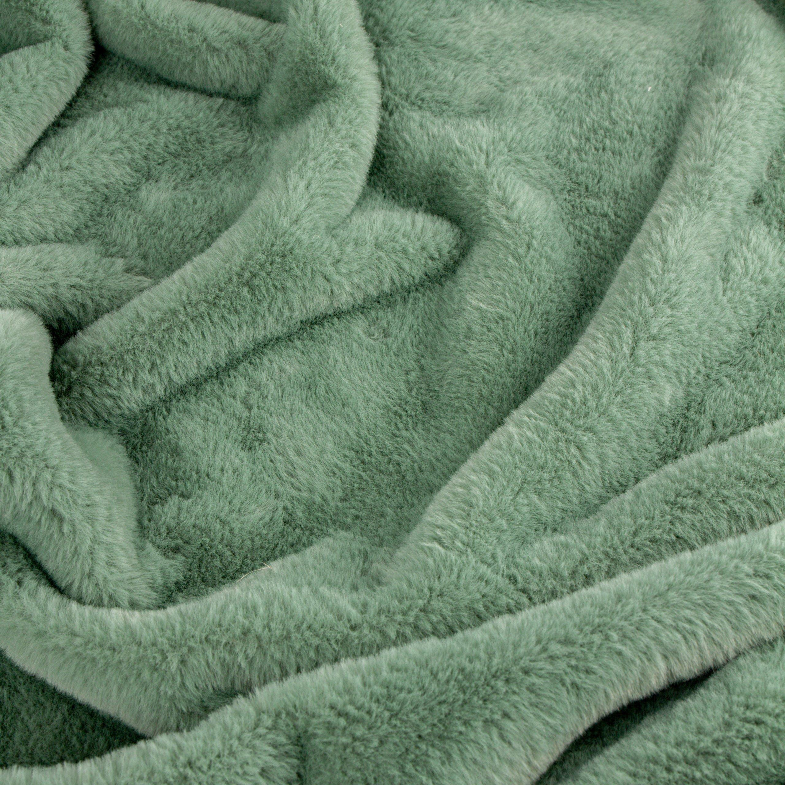 Forest Green - Furn - Kallu Double-Sided Faux-Fur Throw - 5