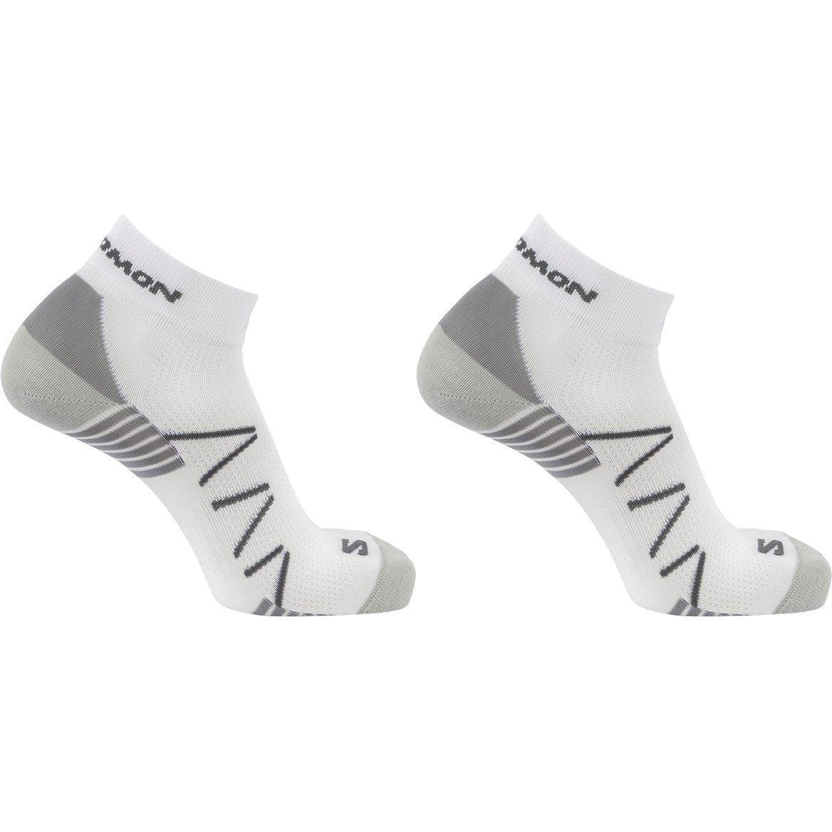 Salomon Women's Hornet Quarter 2 Pack Running Socks - White/Grey - M 5.5-7