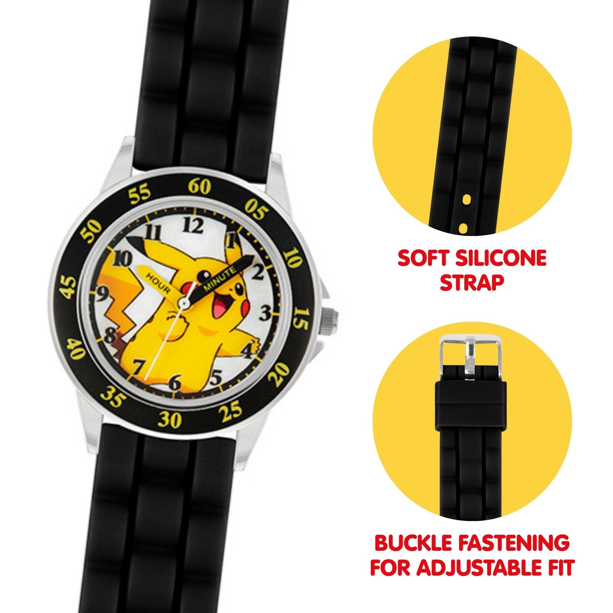Black - Pokemon - Pokemon Time Teacher Silicone Watch - 3