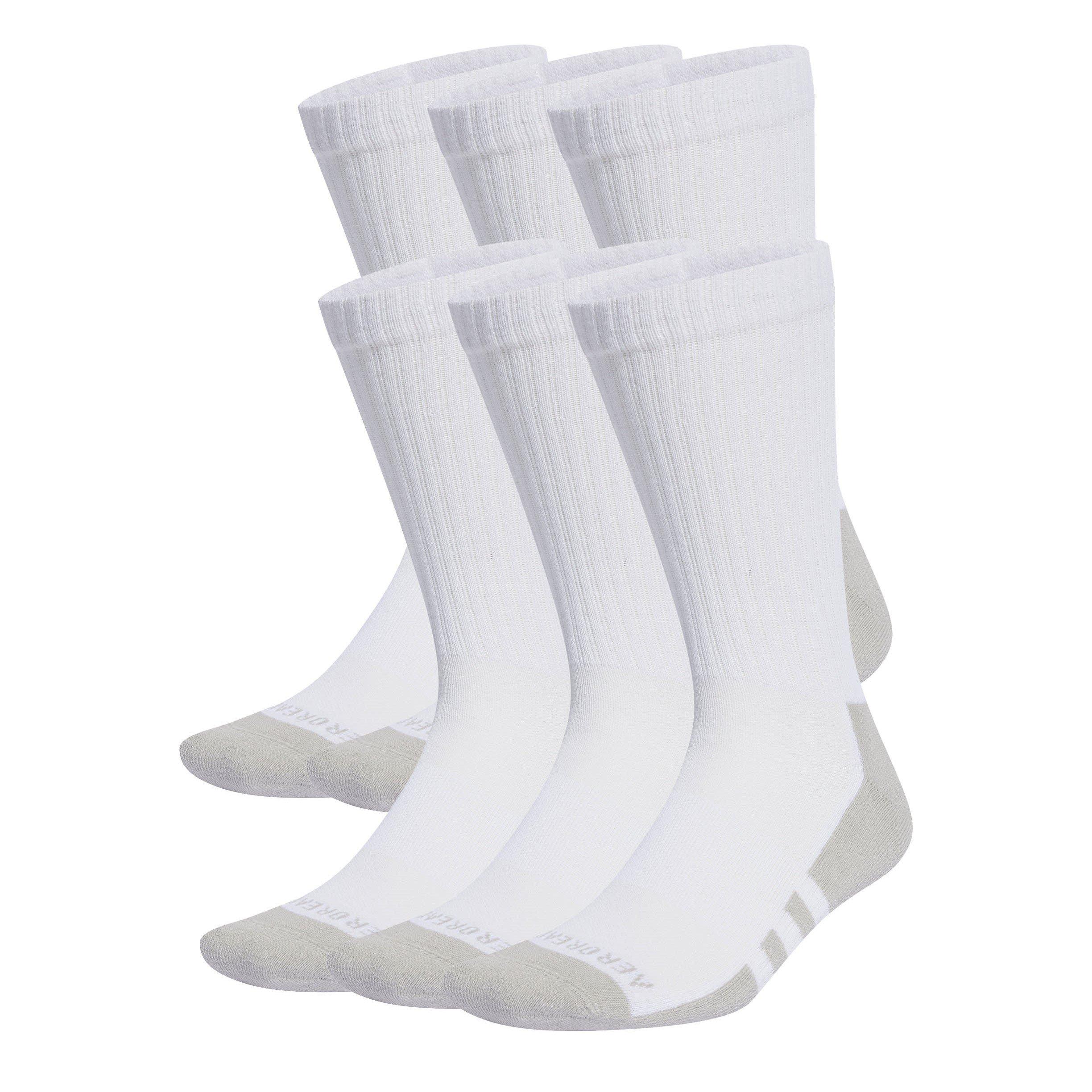 Adidas  Kids Aeroready Crew 6 Pack Socks Junior - White/Grey - Junior 1-6