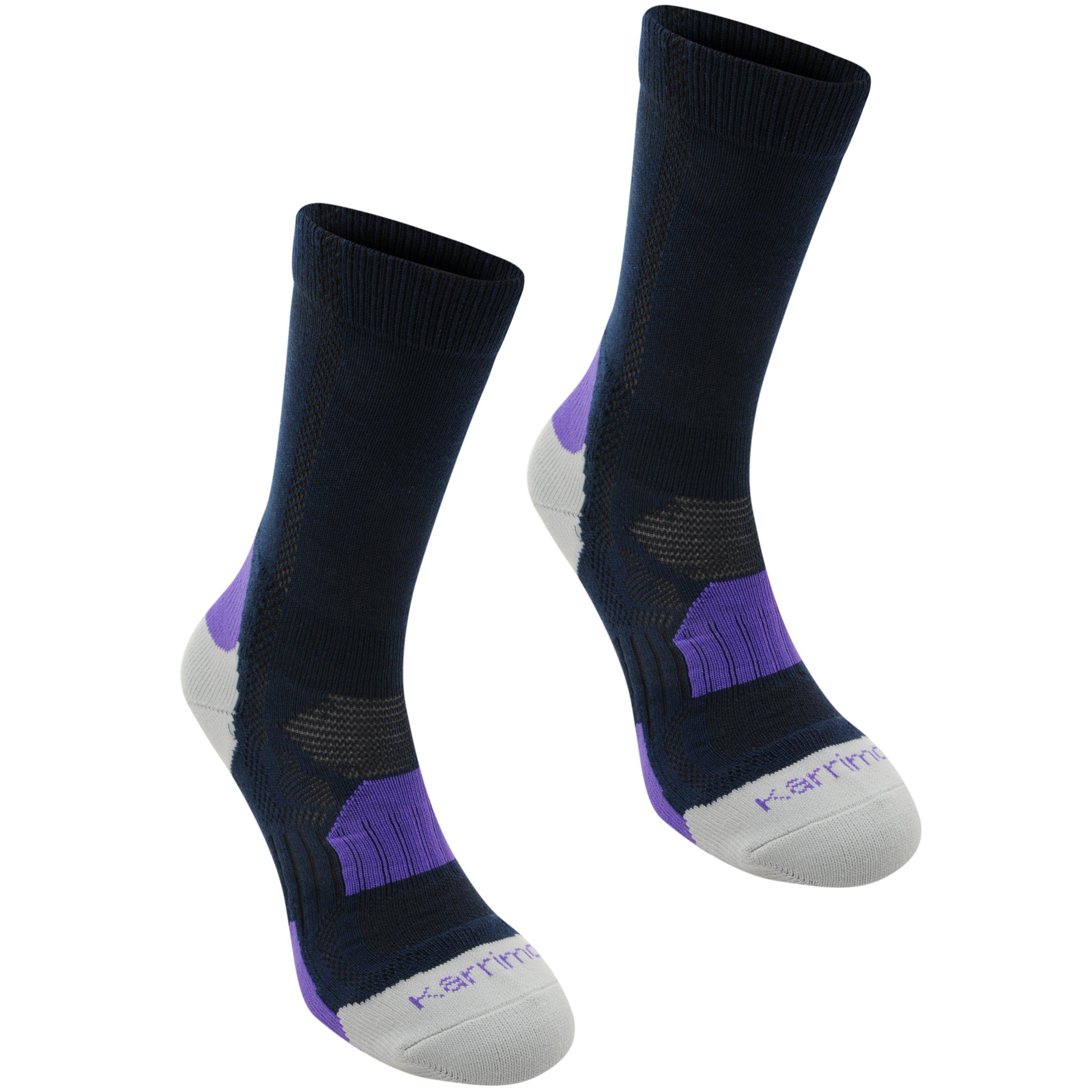 Karrimor Women's 2 Pack Walking Socks - Navy/Purple - Ladies 4-8