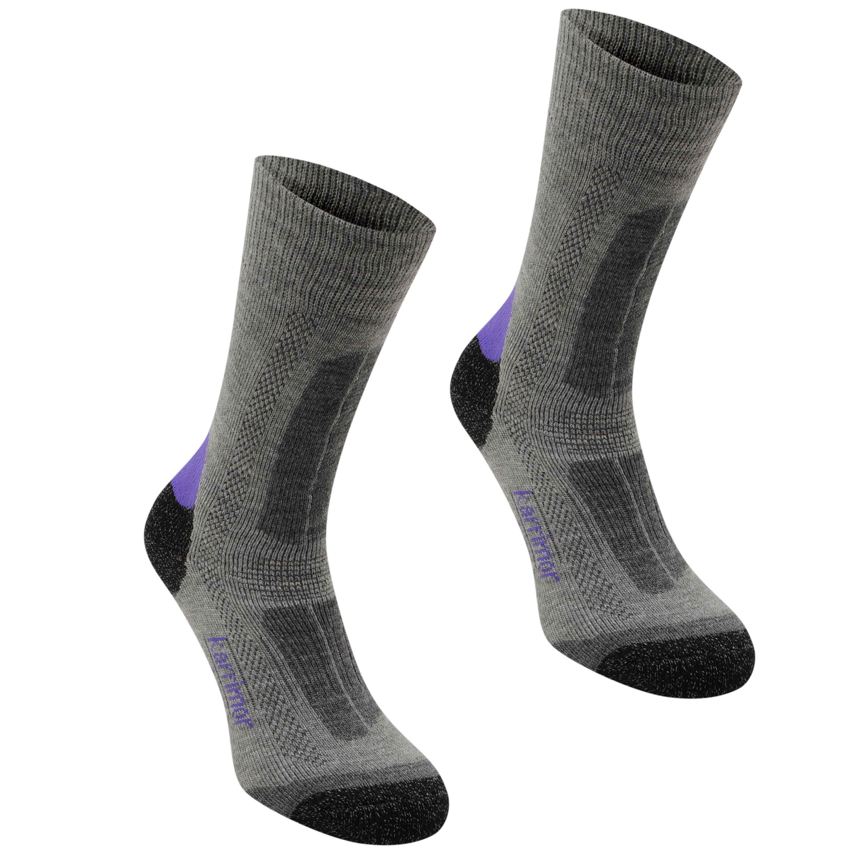 Karrimor Women's 2 Pack Trekking Socks - Grey/Purple - Ladies 4-8