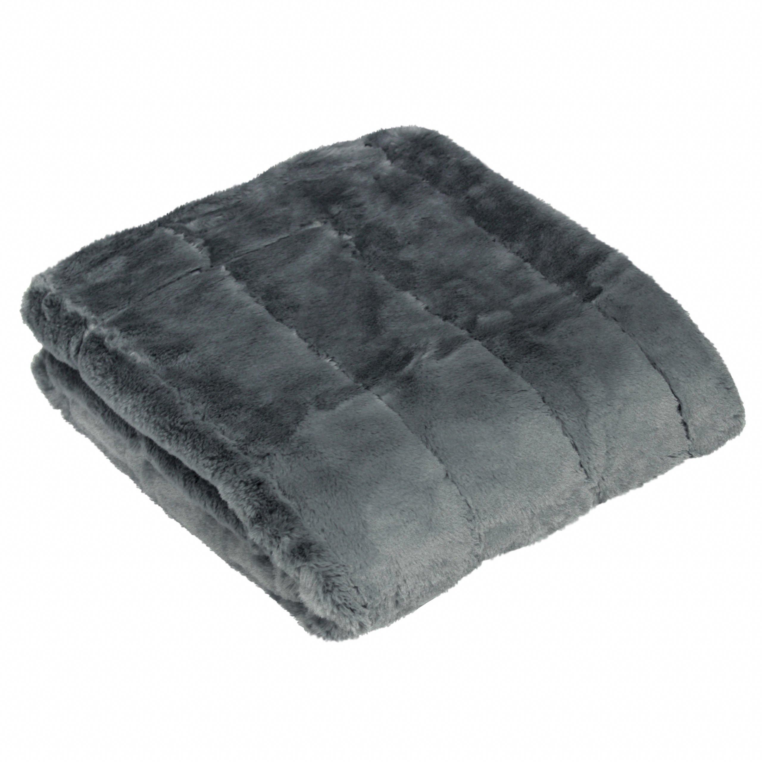 Charcoal - Paoletti - Empress Faux Fur Throw - 3