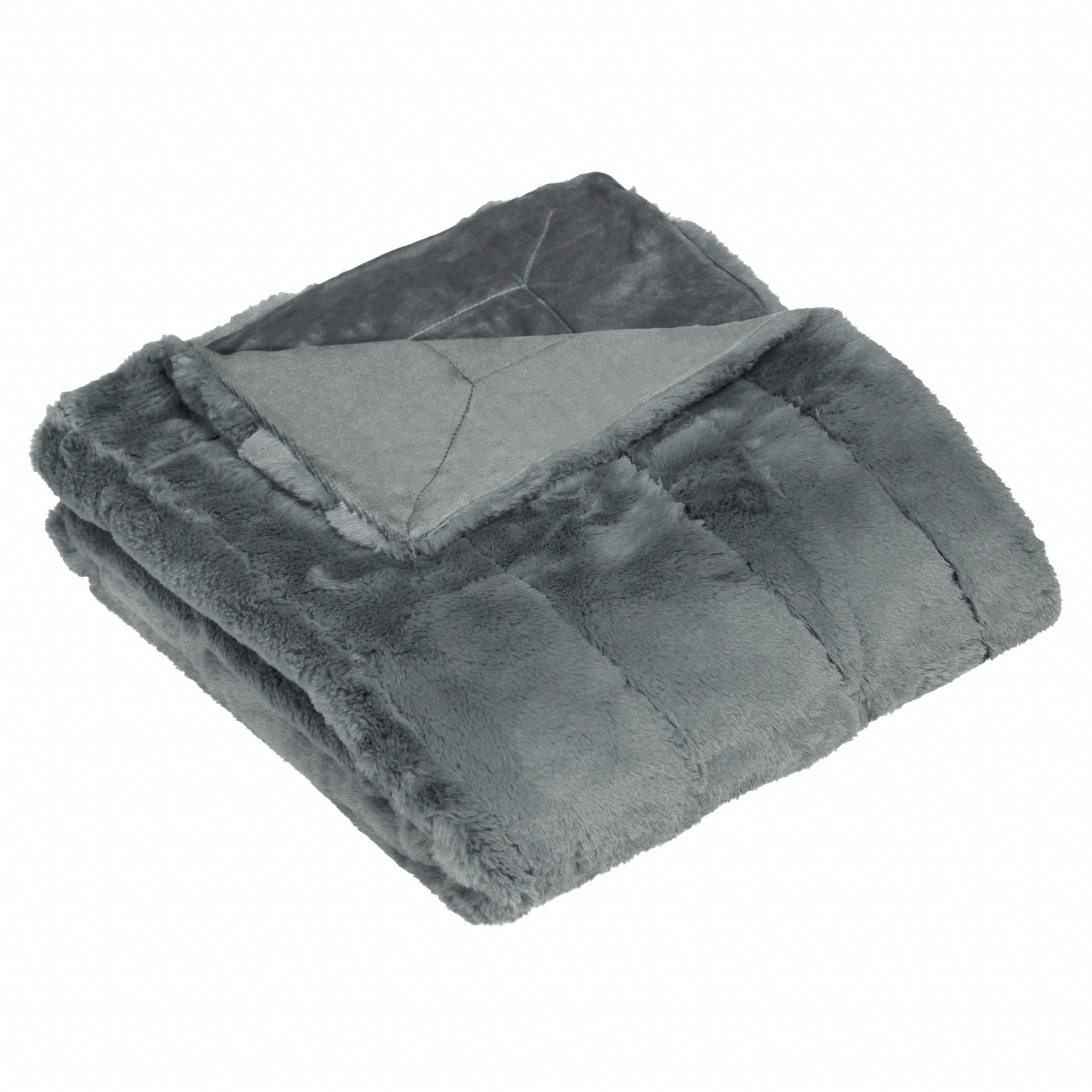 Charcoal - Paoletti - Empress Faux Fur Throw - 4