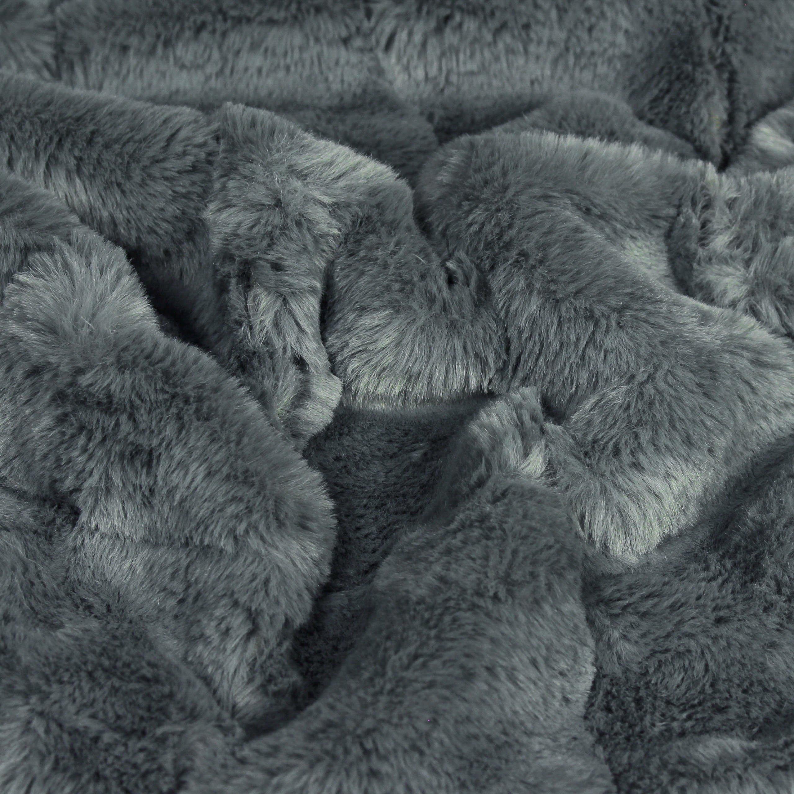 Charcoal - Paoletti - Empress Faux Fur Throw - 5