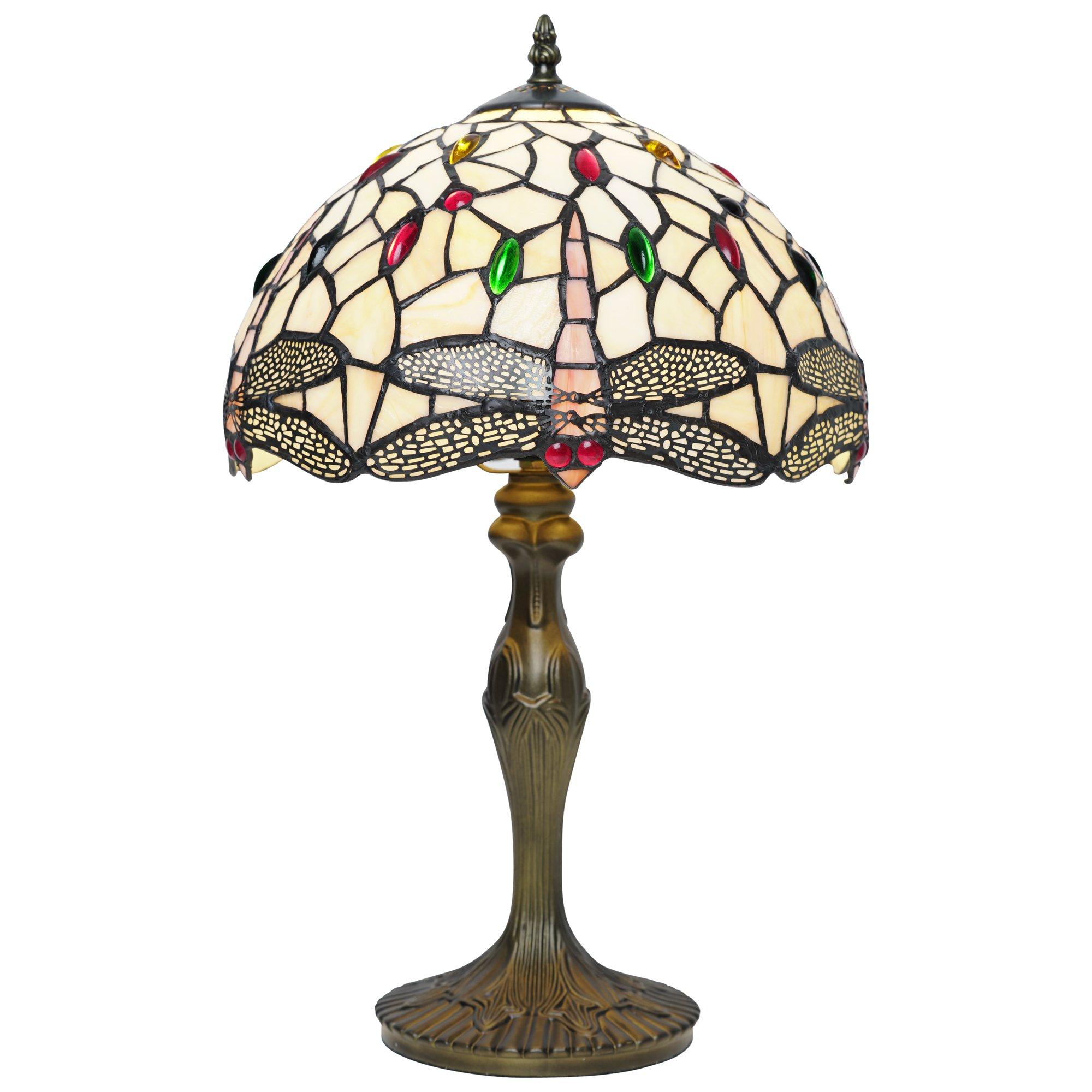 K Living  12" Tiffany Antique Brass Resin Table Lamp Dragonf - colour
