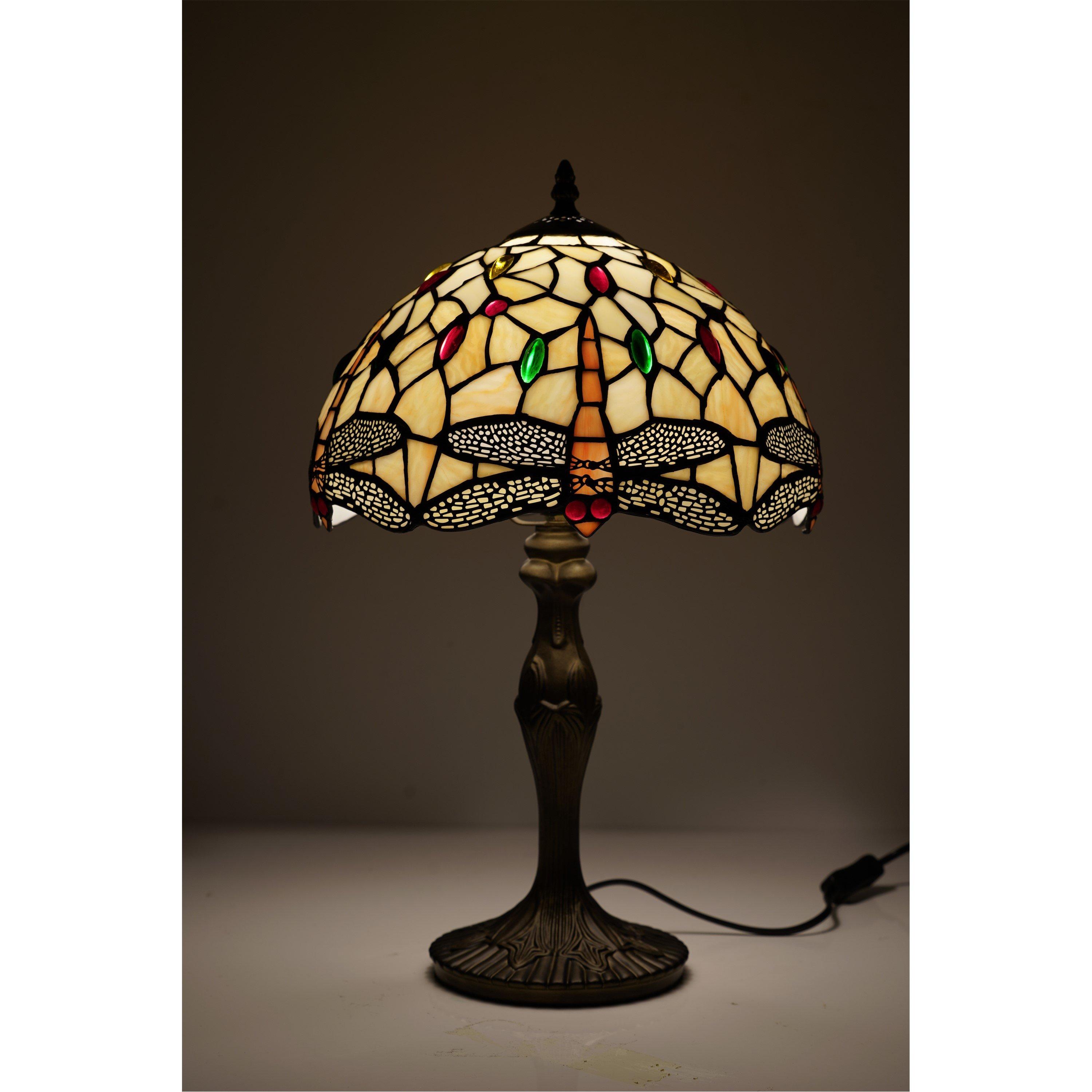 Multicolour - K Living - 12 Tiffany Antique Brass Resin Table Lamp Dragonf - 2