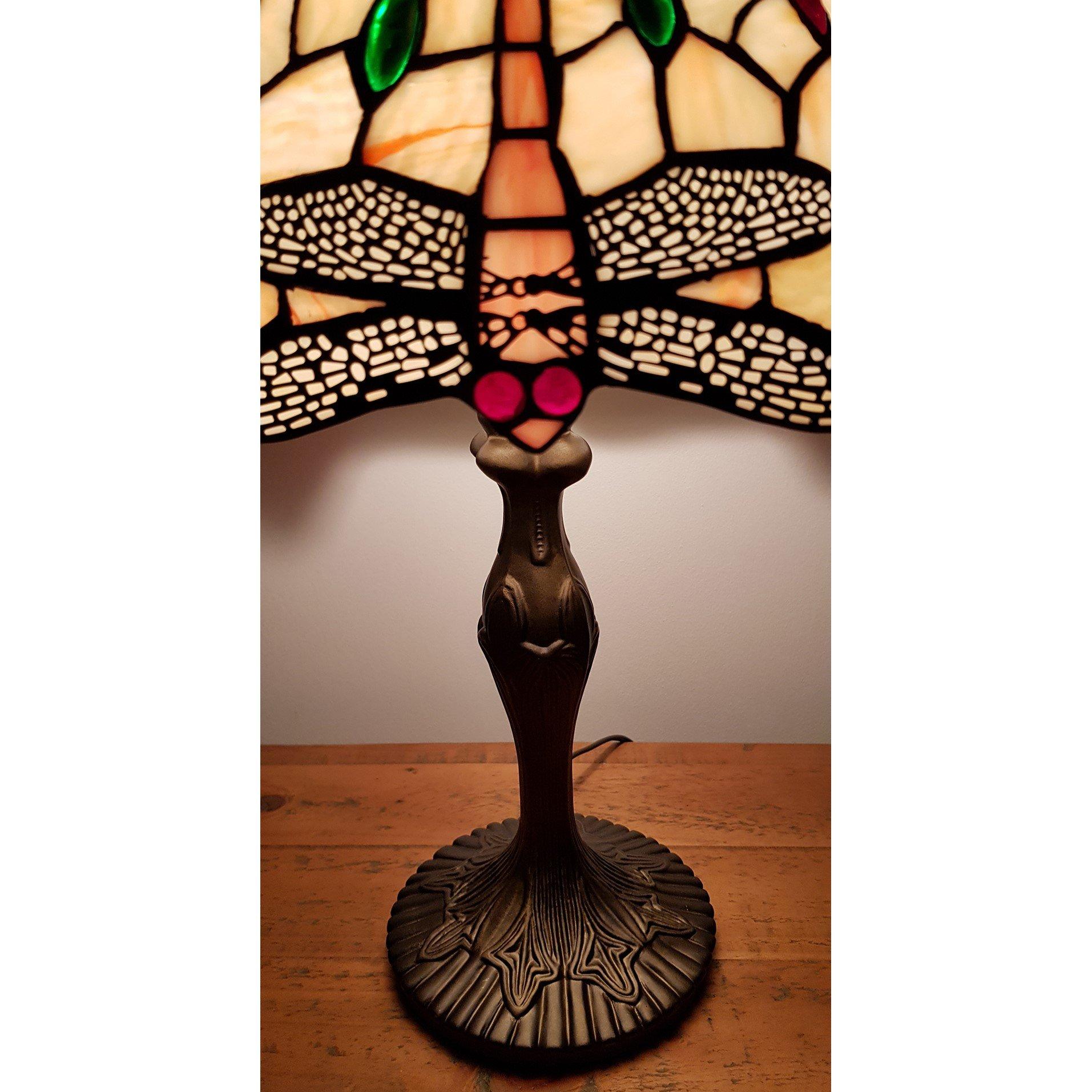 Multicolour - K Living - 12 Tiffany Antique Brass Resin Table Lamp Dragonf - 3