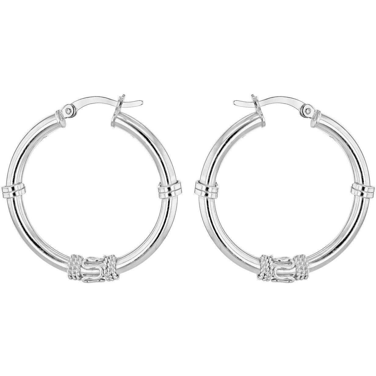 Sterling Silver - Be You - Sterling Silver Rope-Design Hoops - 1