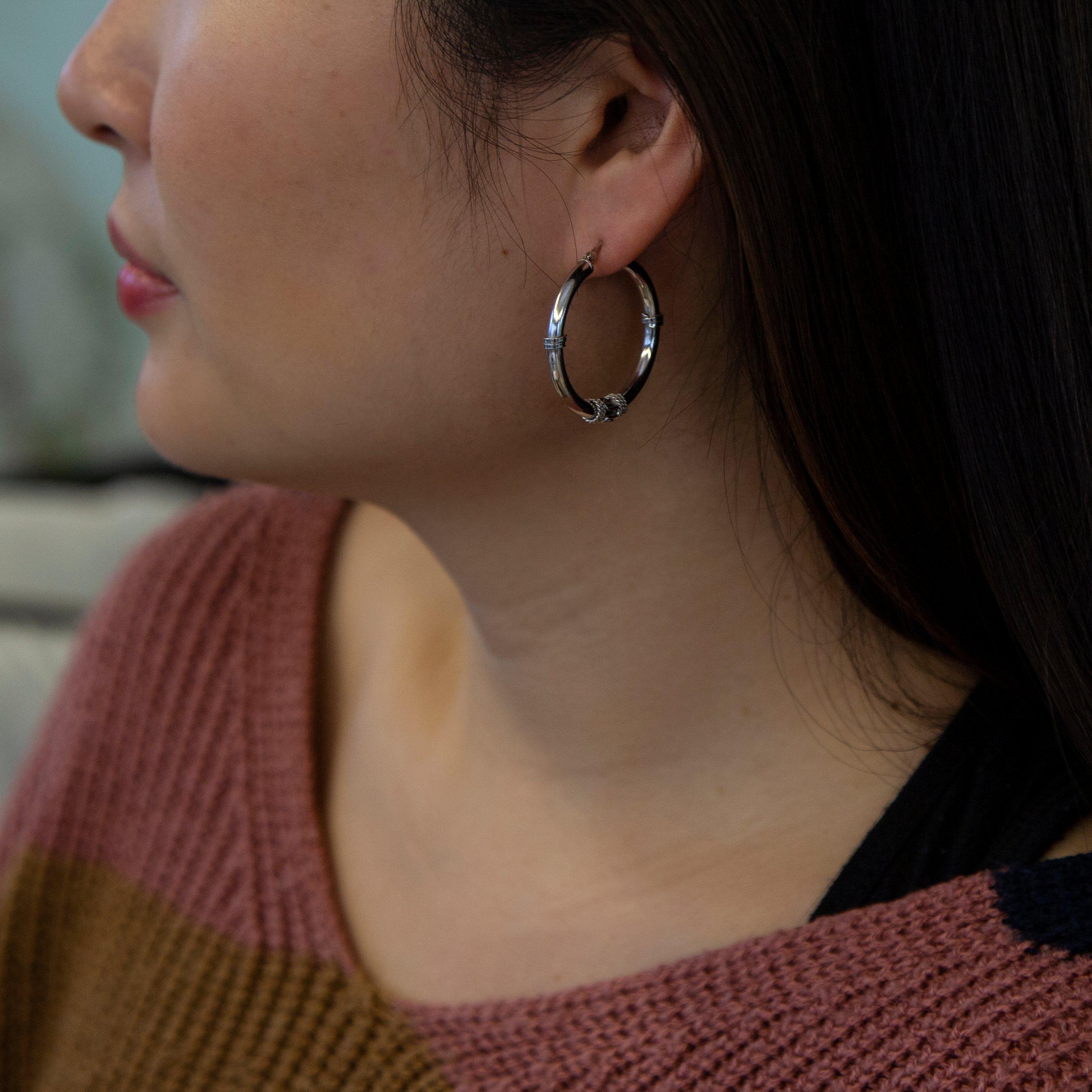 Sterling Silver - Be You - Sterling Silver Rope-Design Hoops - 2