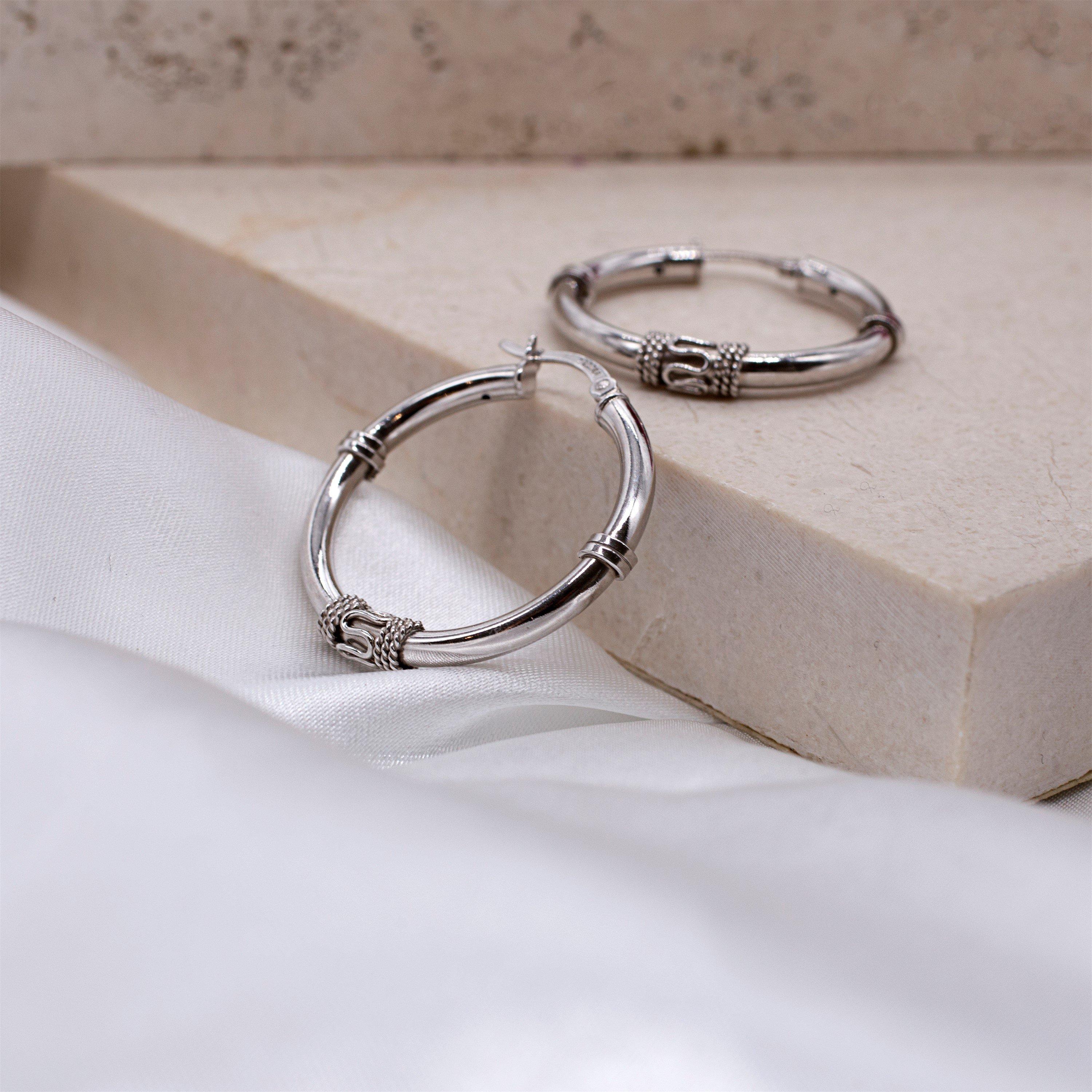 Sterling Silver - Be You - Sterling Silver Rope-Design Hoops - 3