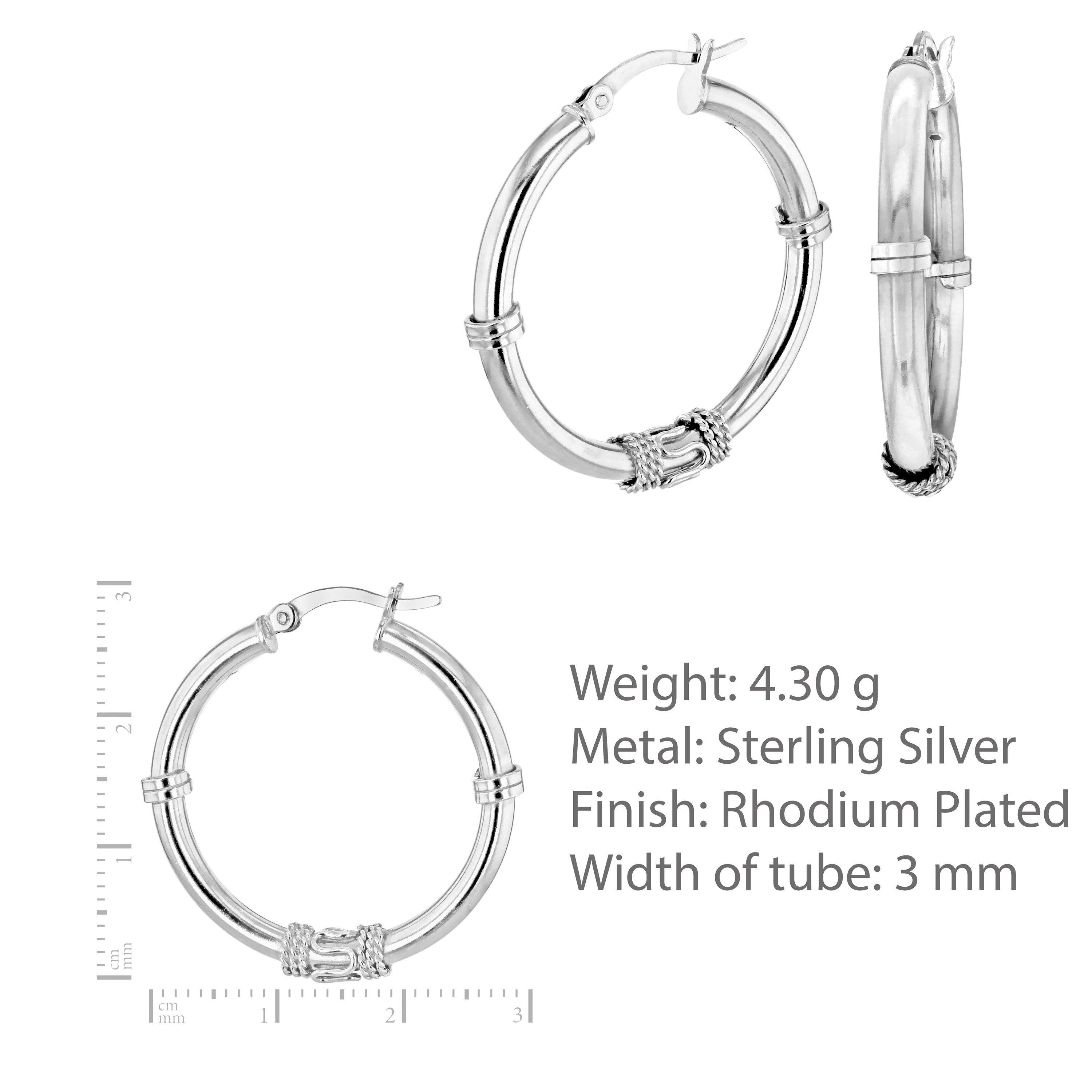 Sterling Silver - Be You - Sterling Silver Rope-Design Hoops - 4