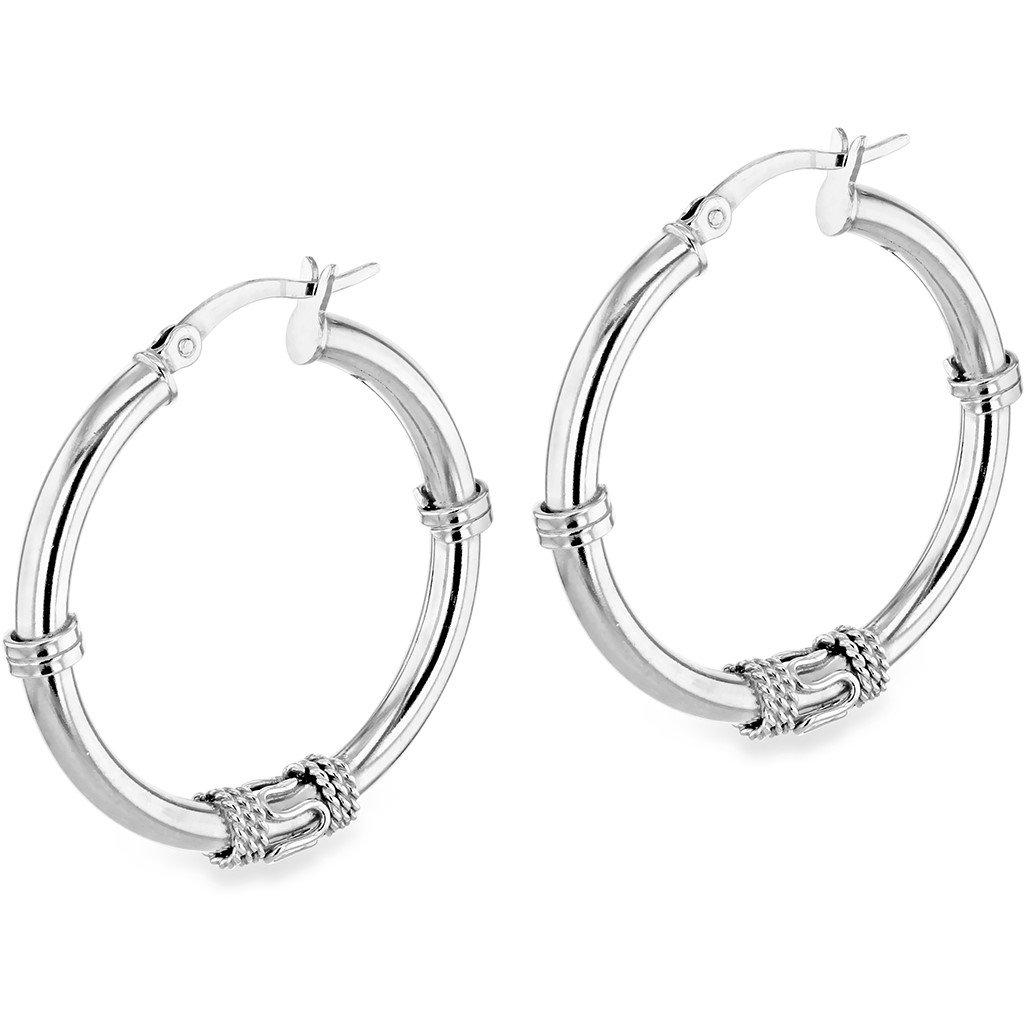 Sterling Silver - Be You - Sterling Silver Rope-Design Hoops - 5