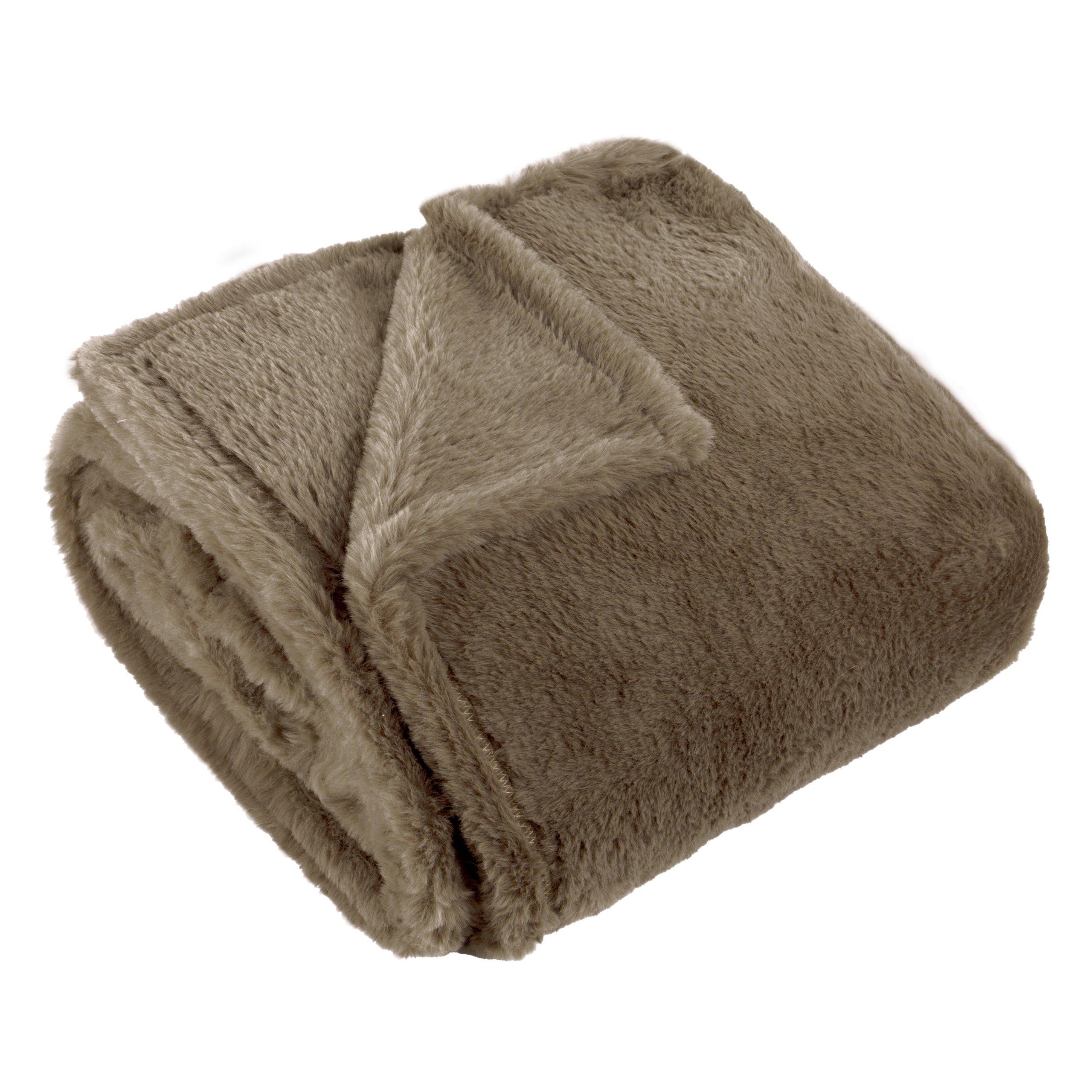 Mocha - Furn - Kallu Double-Sided Faux-Fur Throw - 1