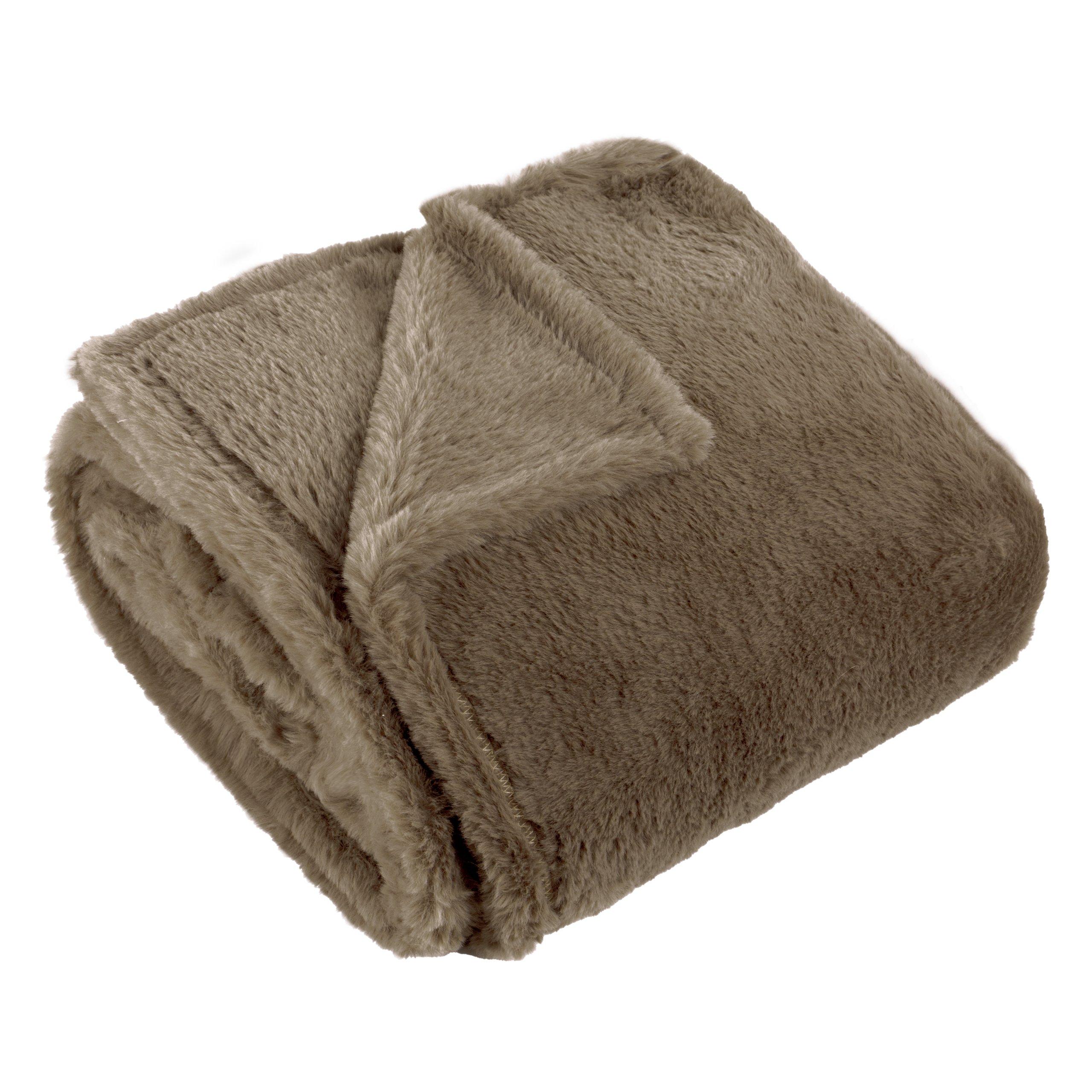 Mocha - Furn - Kallu Double-Sided Faux-Fur Throw - 3