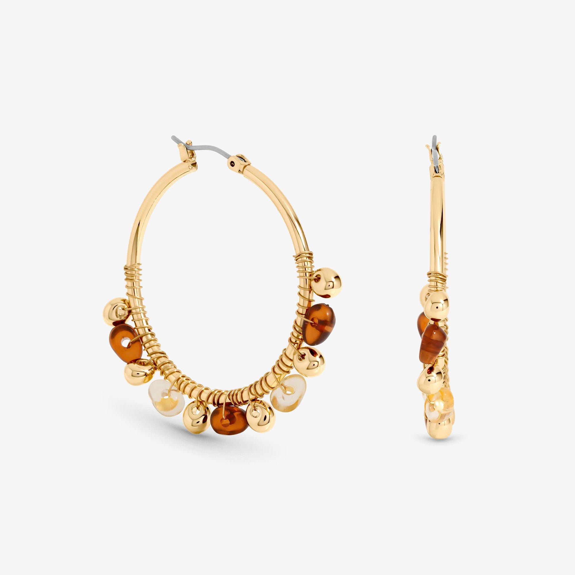 Gold - Mood - Gold Polished and Resin Hoop Earrings