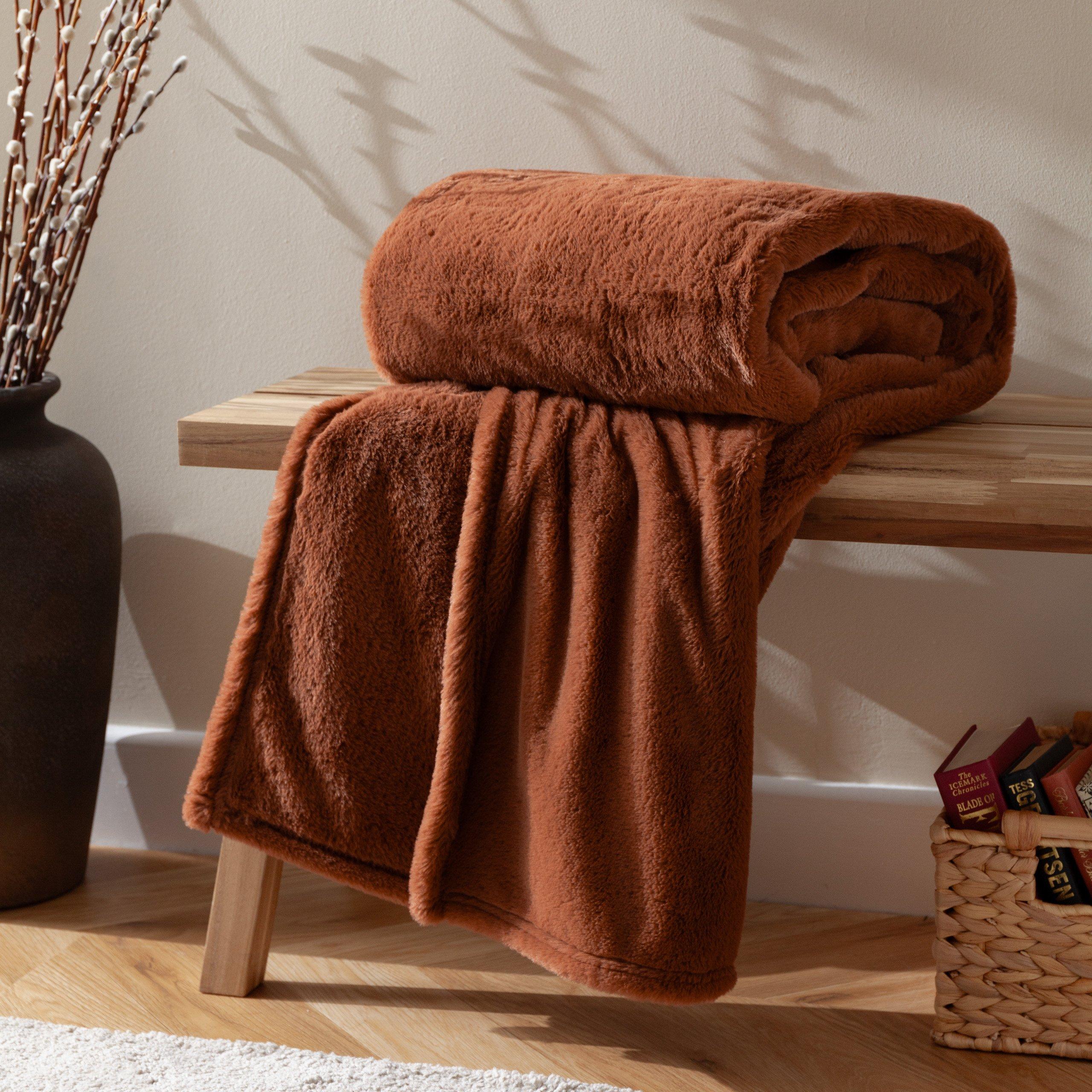 Rust - Furn - Kallu Double-Sided Faux-Fur Throw - 2
