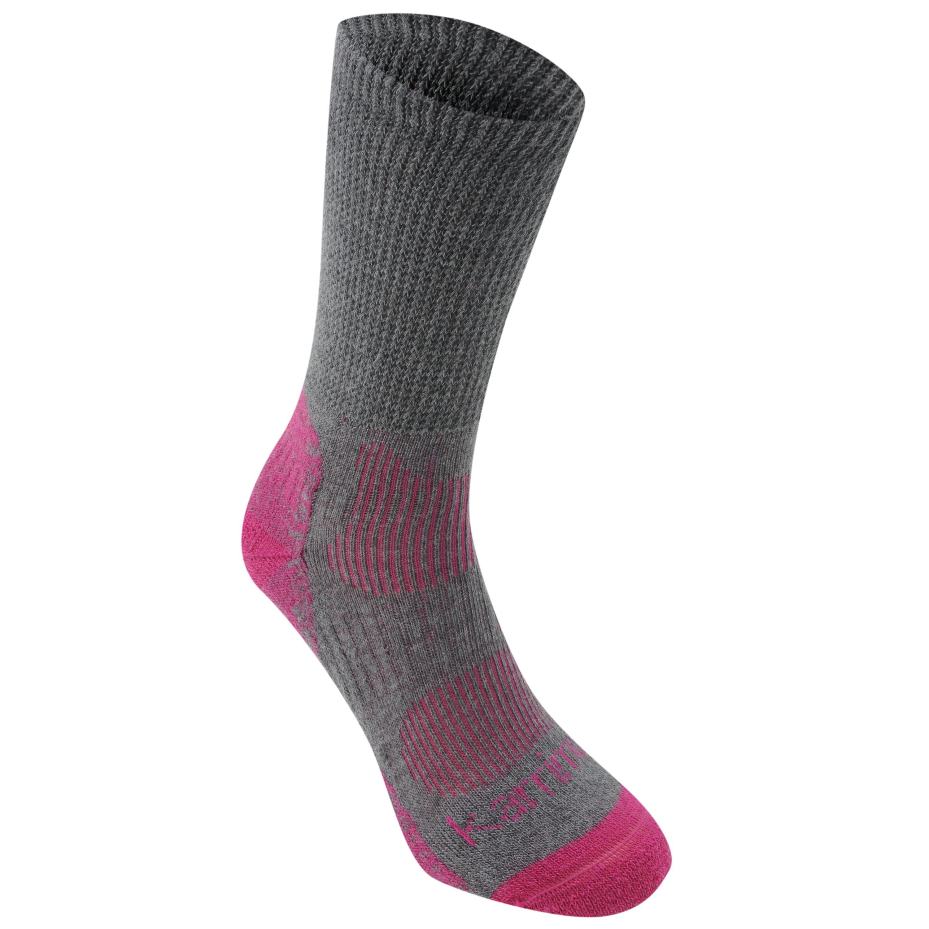 Karrimor Women's Merino Fibre Lightweight Walking Socks - Grey/Fuchsia - Ladies 4-8