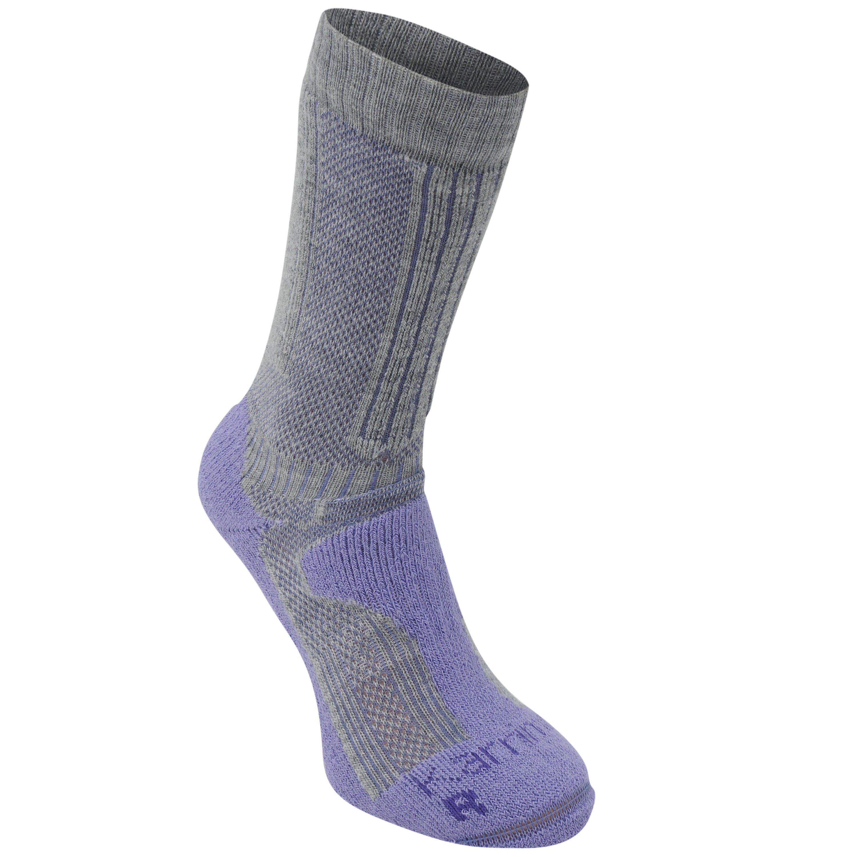 Grey/Lilac - Karrimor - Merino Fibre Midweight Walking Socks Womens - 1