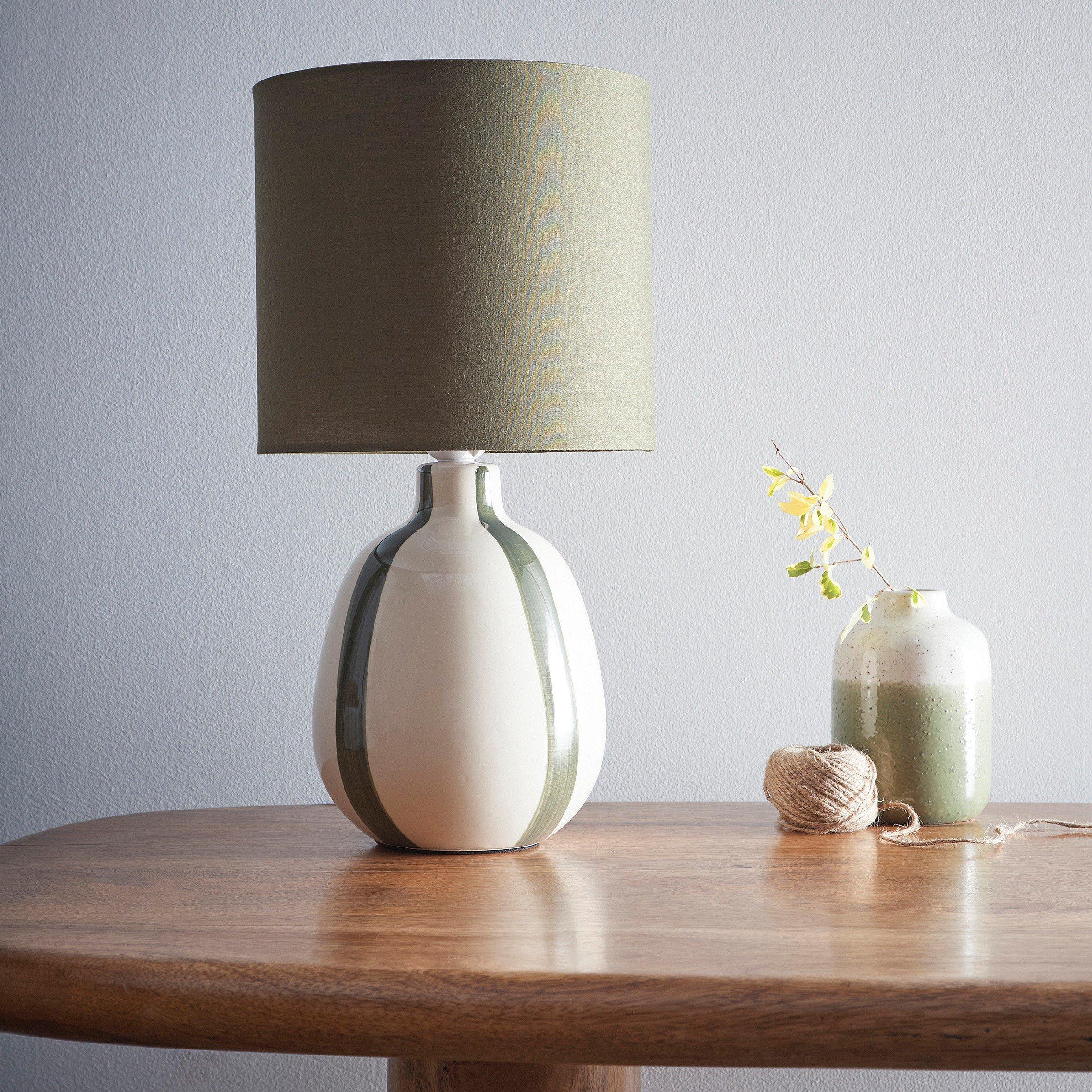 Green - K Living - Toga Green Stripe Ceramic Table Lamp - 1