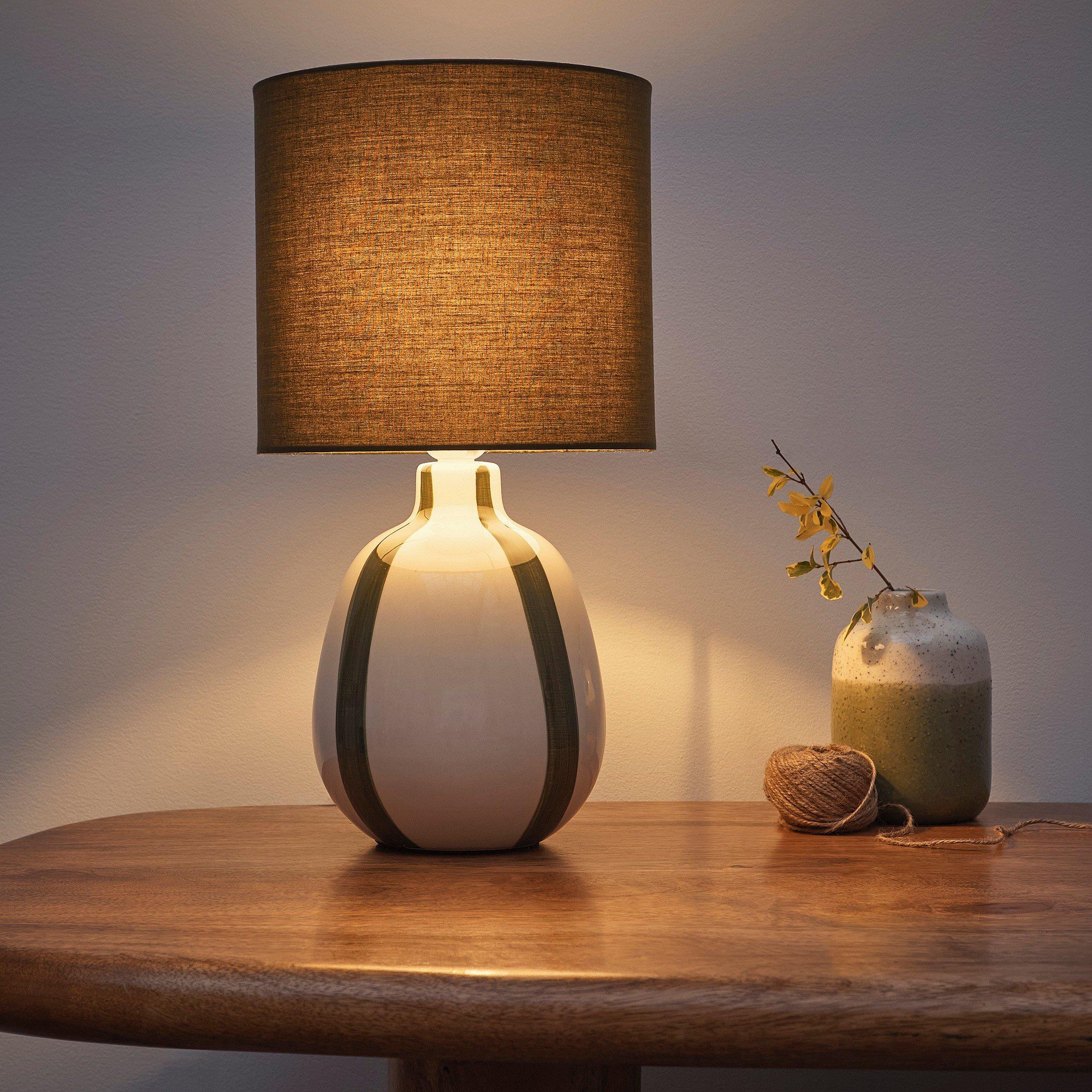 Green - K Living - Toga Green Stripe Ceramic Table Lamp - 2