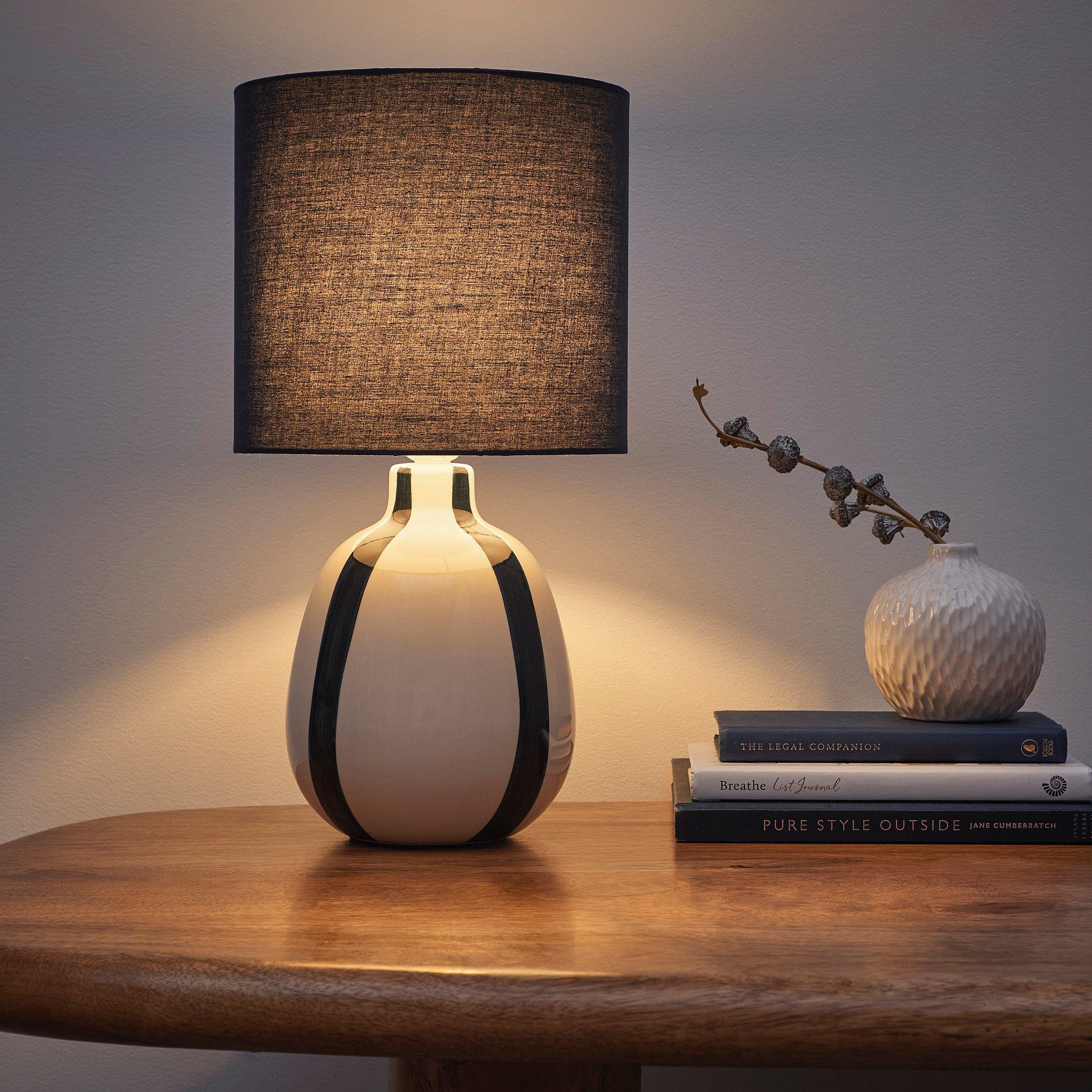 Blue - K Living - Toga Blue Stripe Ceramic Table Lamp - 2