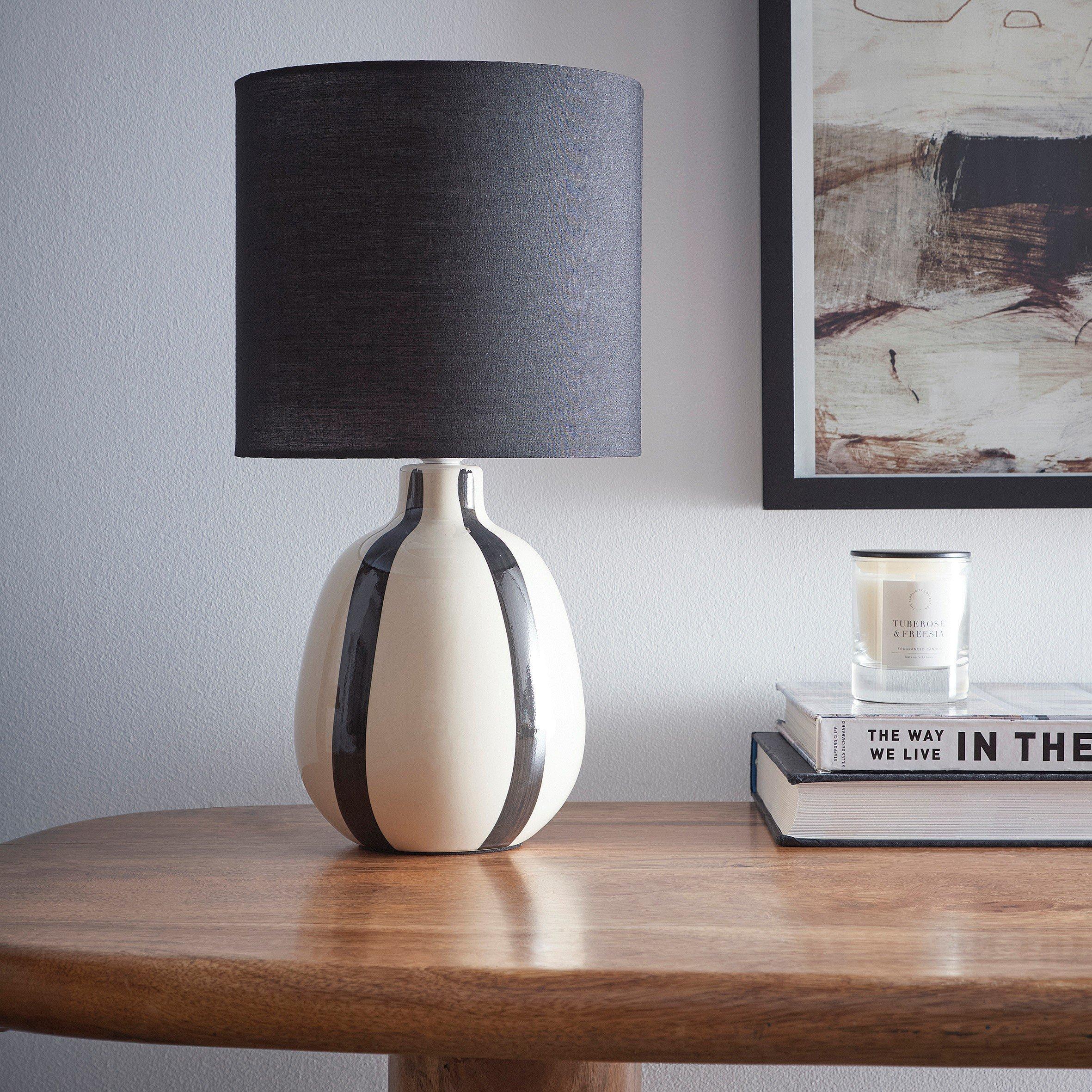 Black - K Living - Toga Black Stripe Ceramic Table Lamp - 1