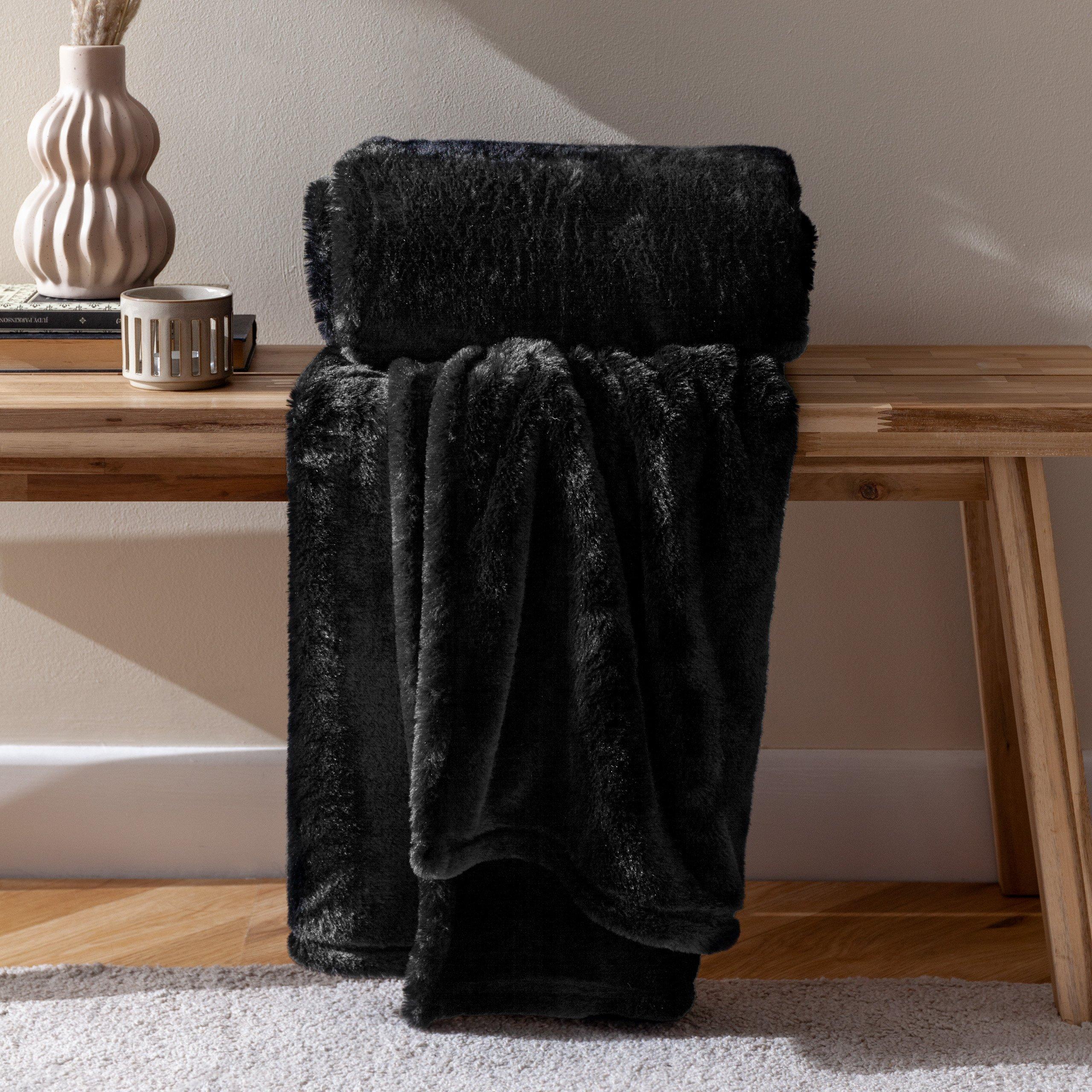 Black - Furn - Kallu Double-Sided Faux-Fur Throw - 2
