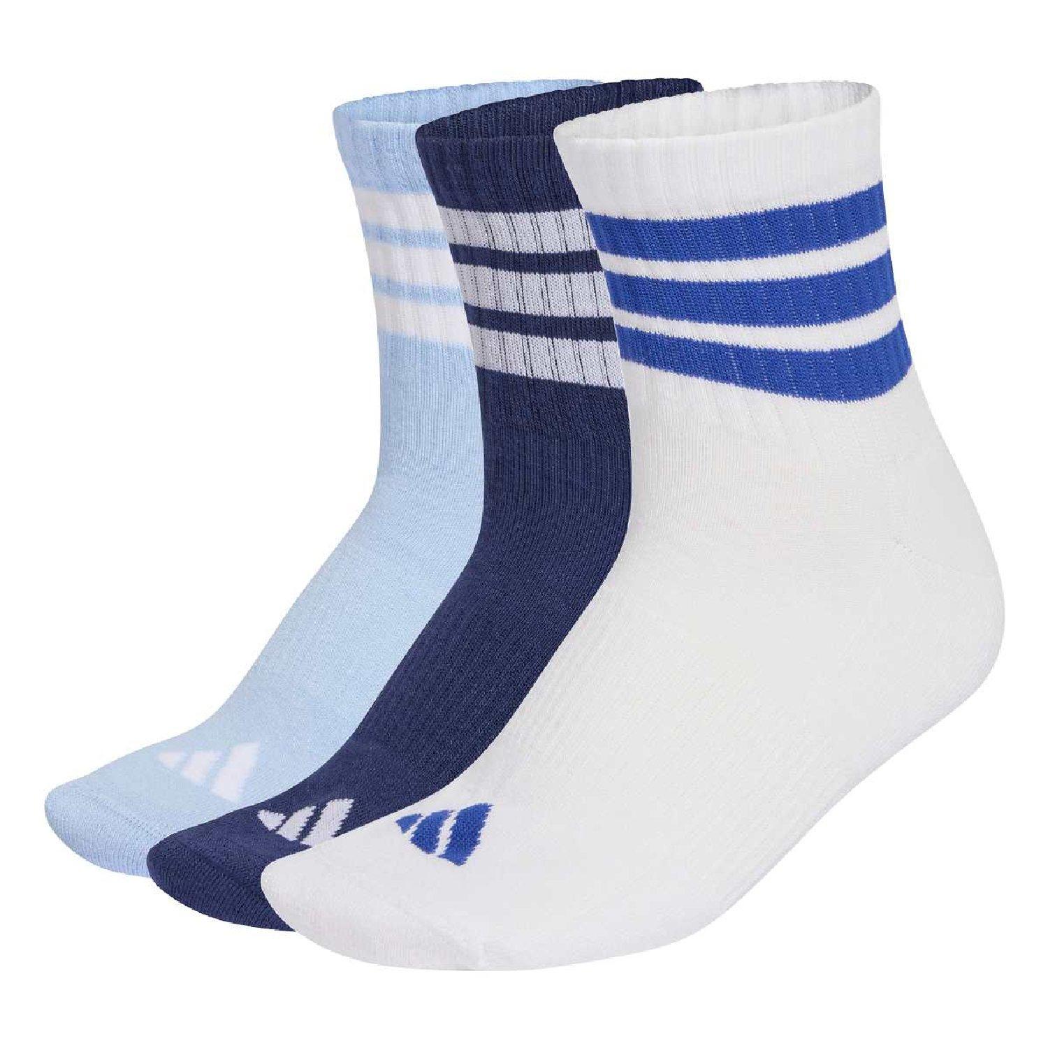 dunkelblau - adidas - adidas 3-Stripes Cushioned Mid-Cut Socks - 1