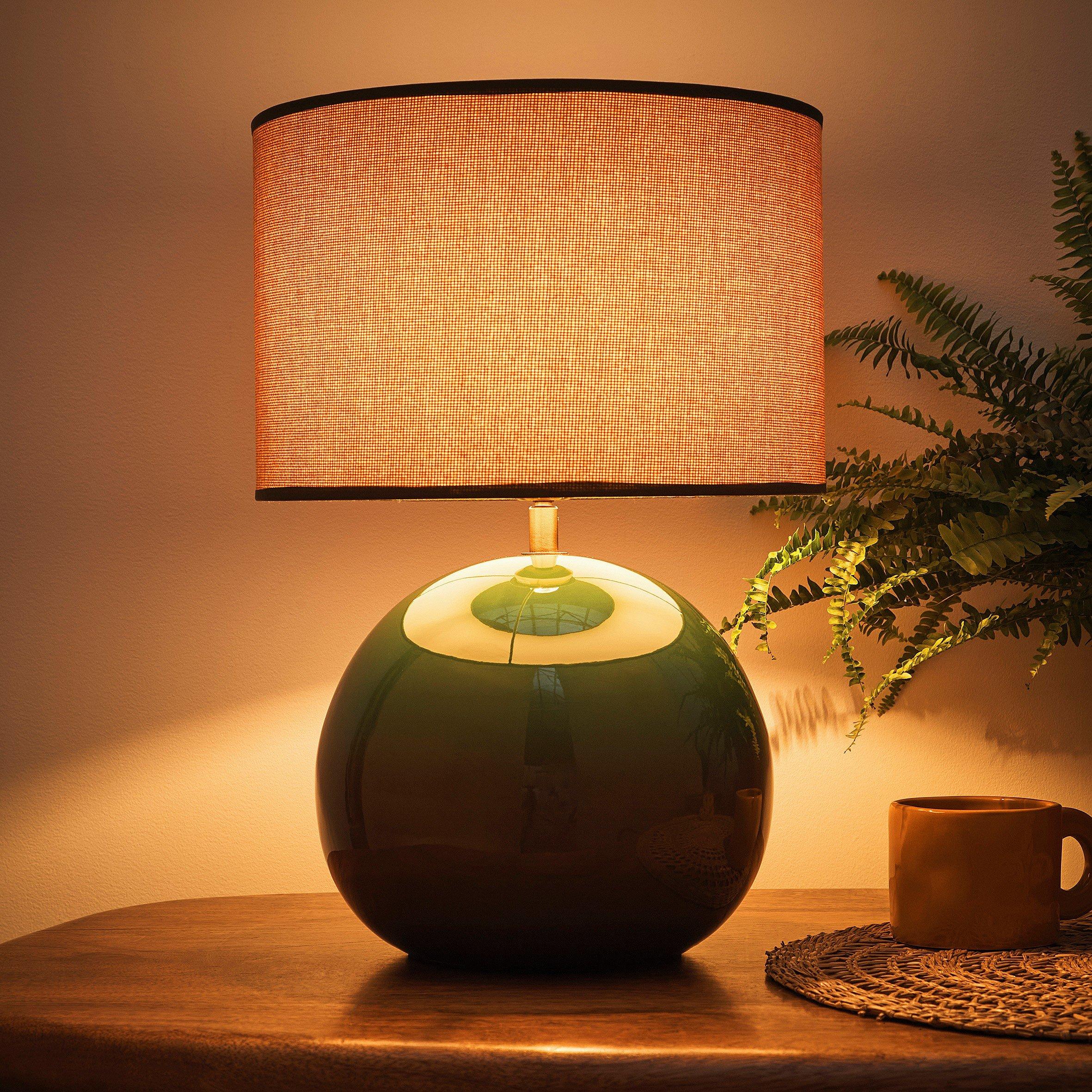 Green - K Living - Lata Green Round Glossy Ceramic Table Lamp - 2