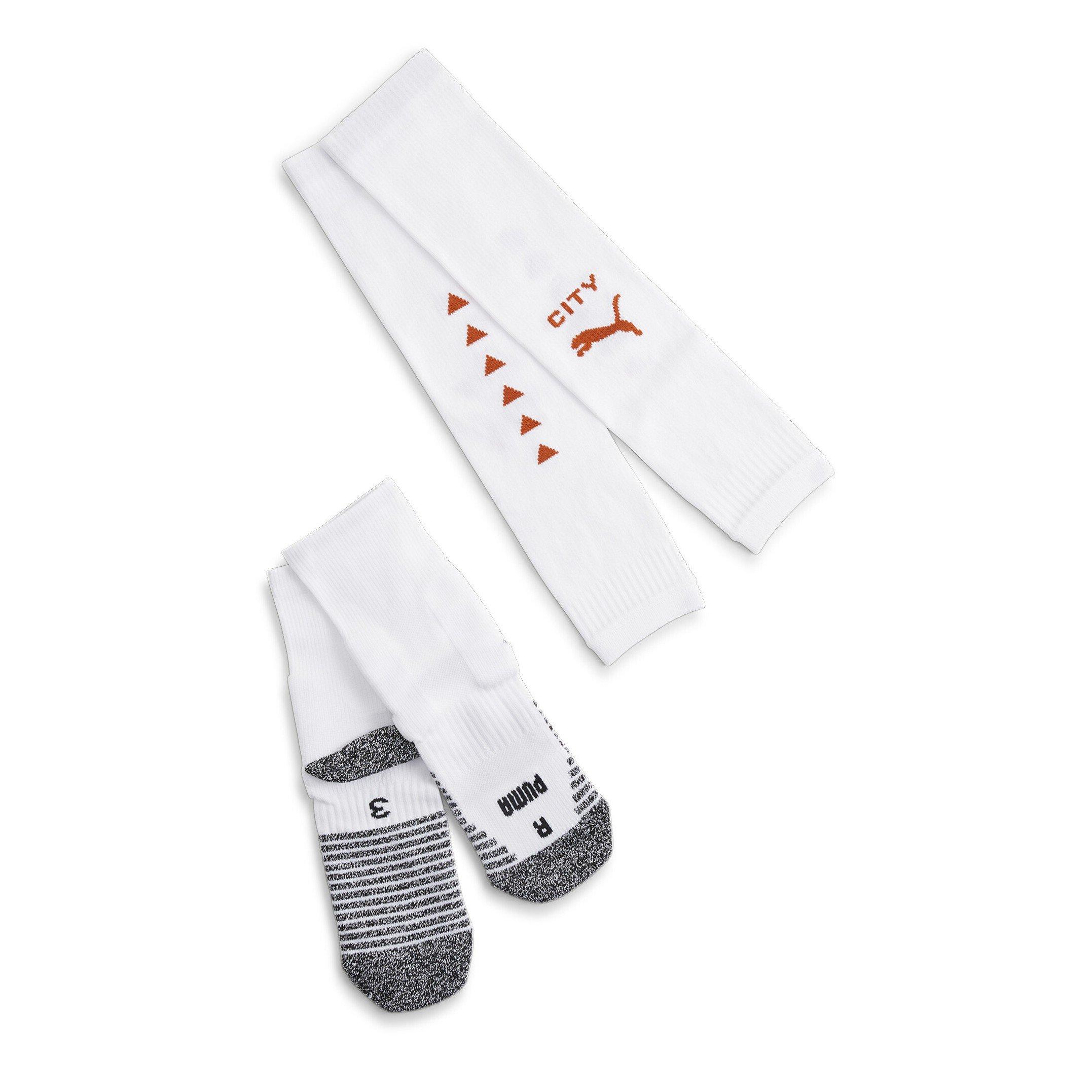 Puma Men's Team Mcfc Stacked Logo Socks Promo Football Sock - White Puma White - Mens 12+