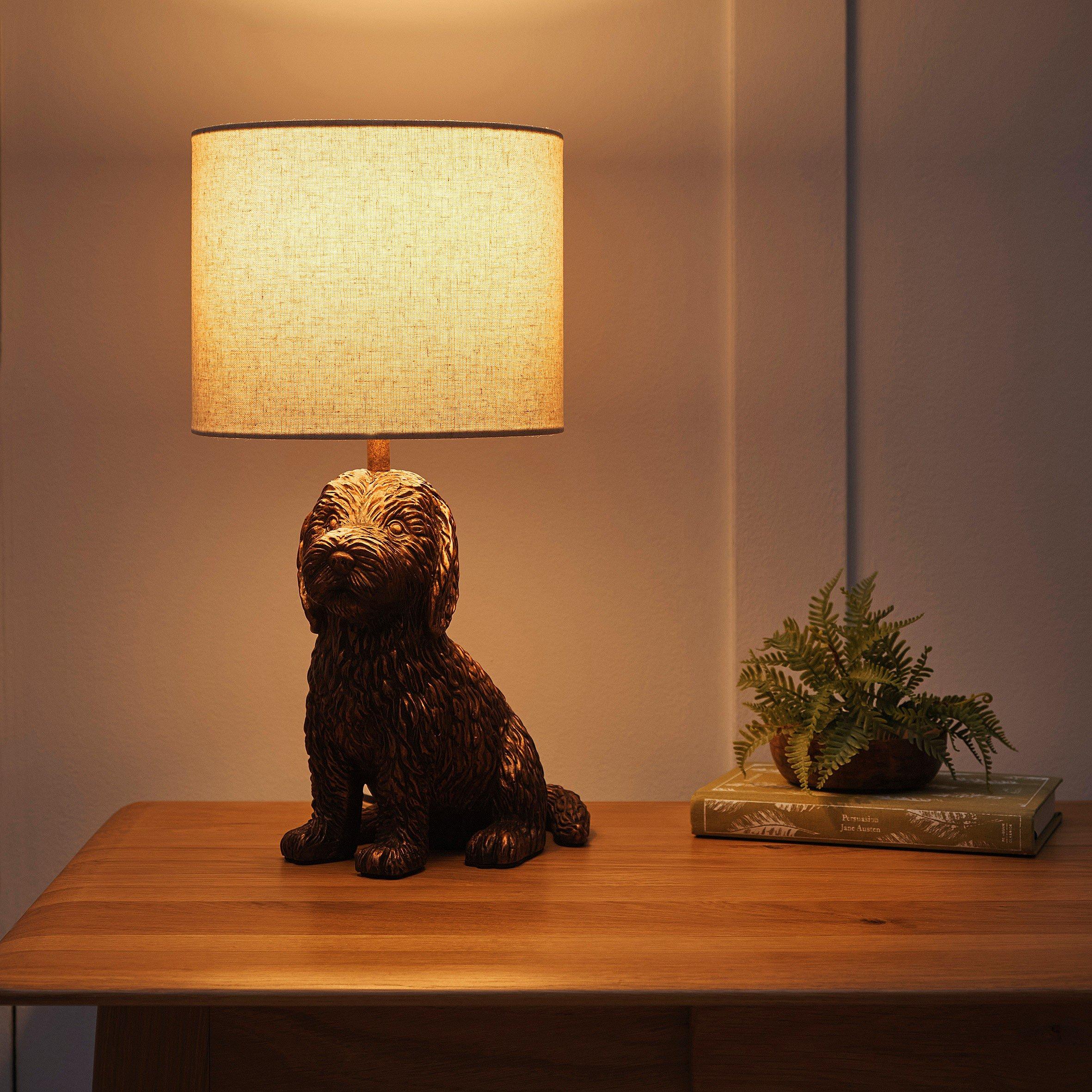 Red Copper - K Living - Puppy Red Copper Raisin Table Lamp with Linen Shad - 2