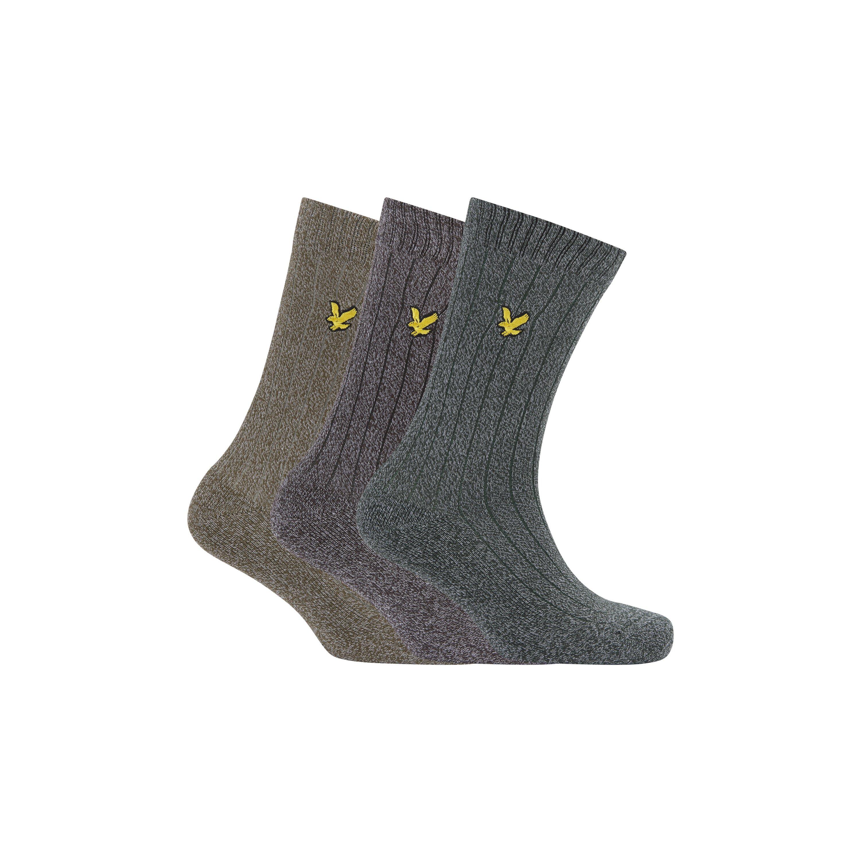 Ivy/Olive/Mole - Lyle and Scott - Winter Crew Socks - 1
