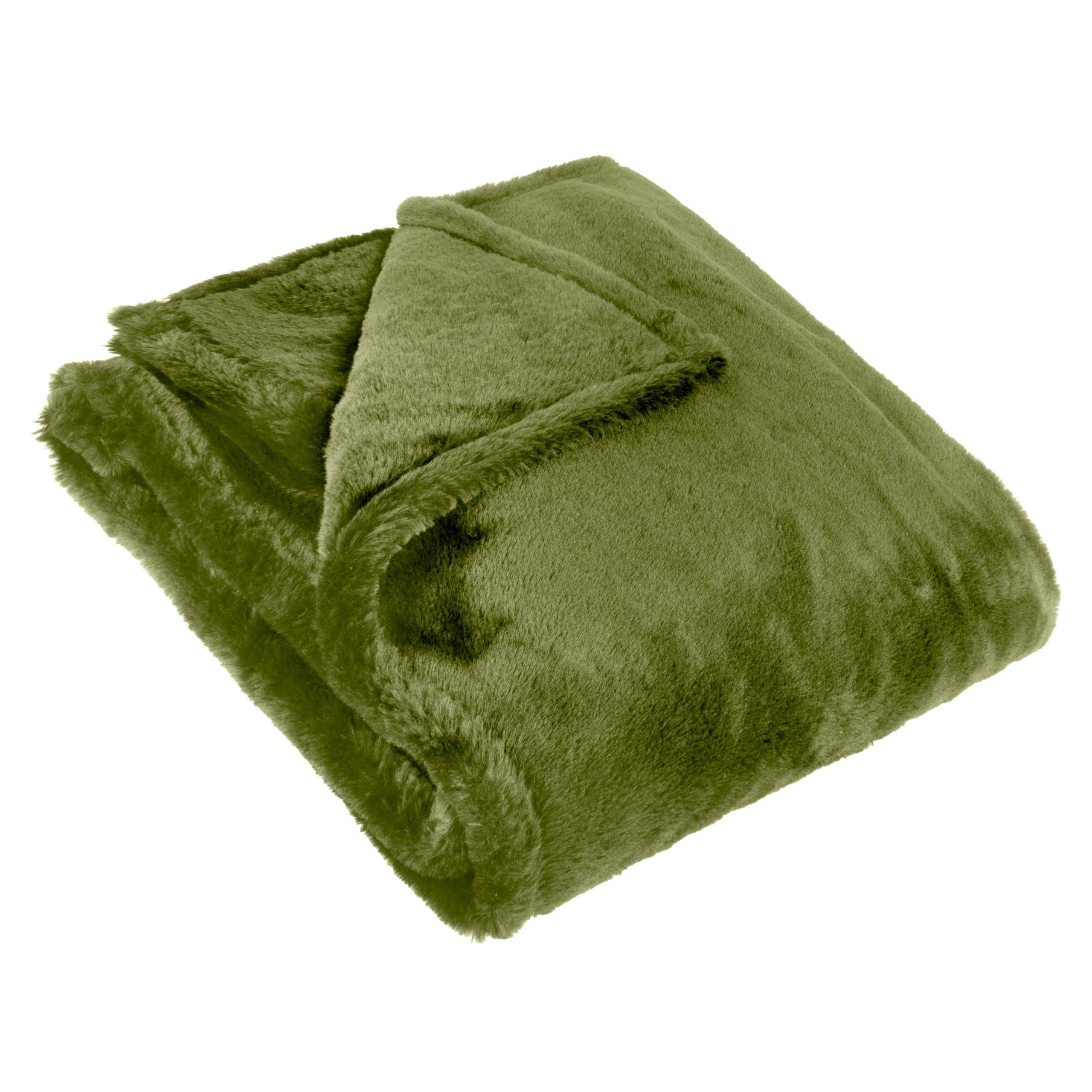 Olive - Furn - Kallu Double-Sided Faux-Fur Throw - 1