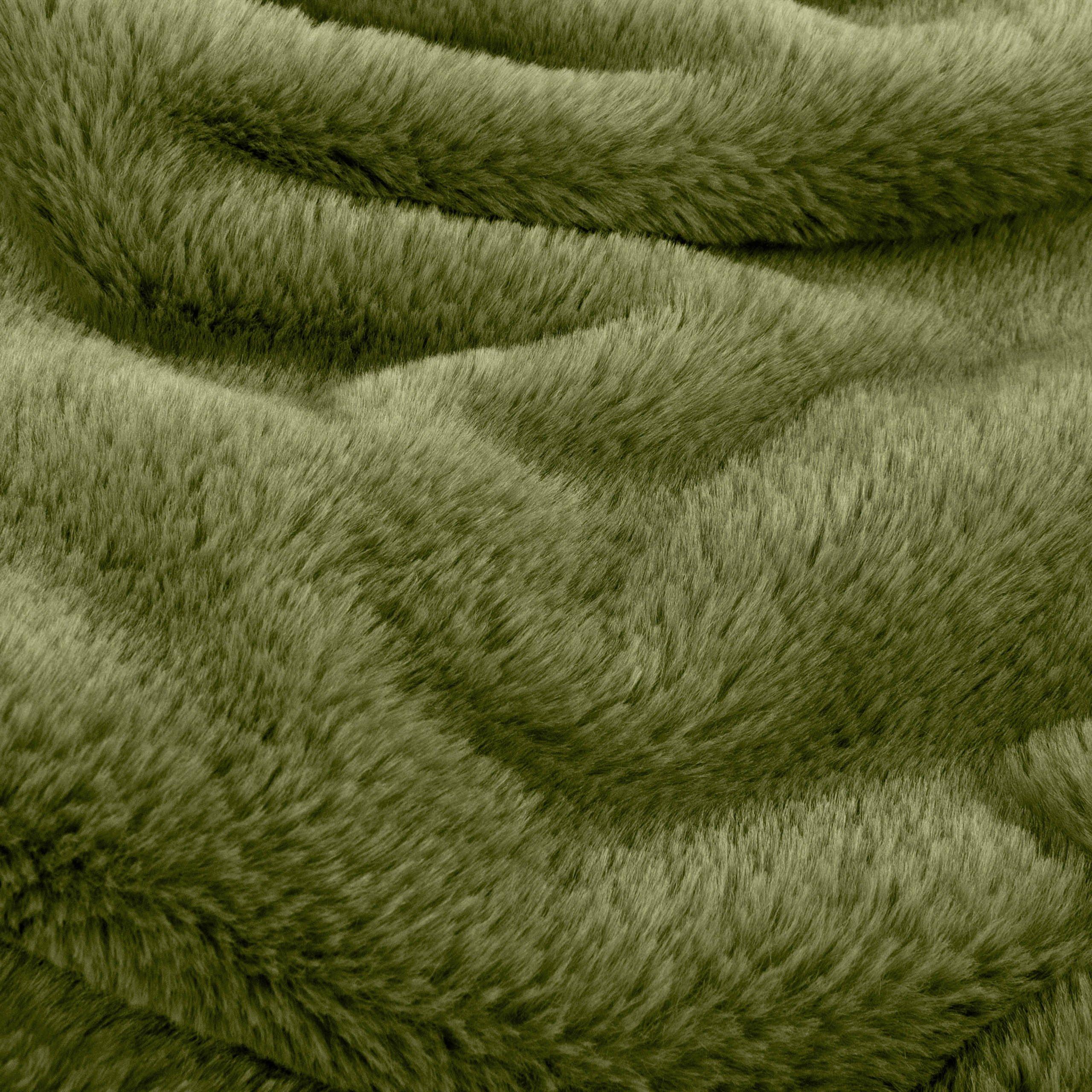 Olive - Furn - Kallu Double-Sided Faux-Fur Throw - 4