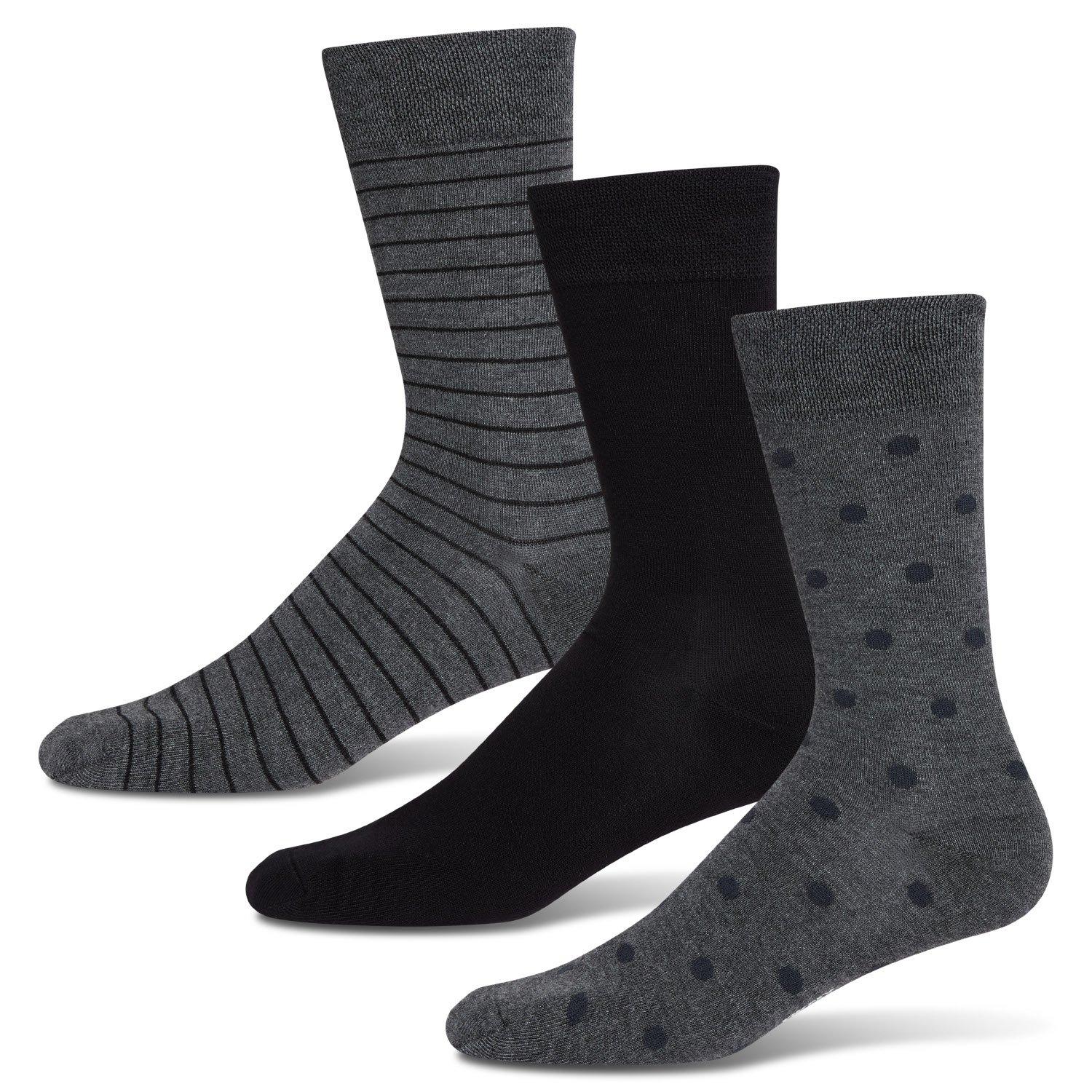 Char/Blk - DKNY - DKNY Mens 3 pack Socks Sutton - 1