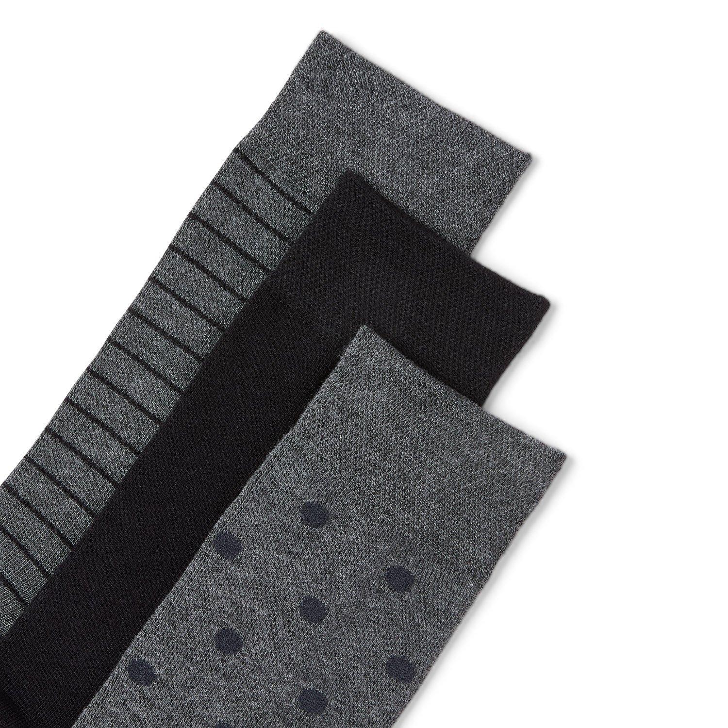 Char/Blk - DKNY - DKNY Mens 3 pack Socks Sutton - 6