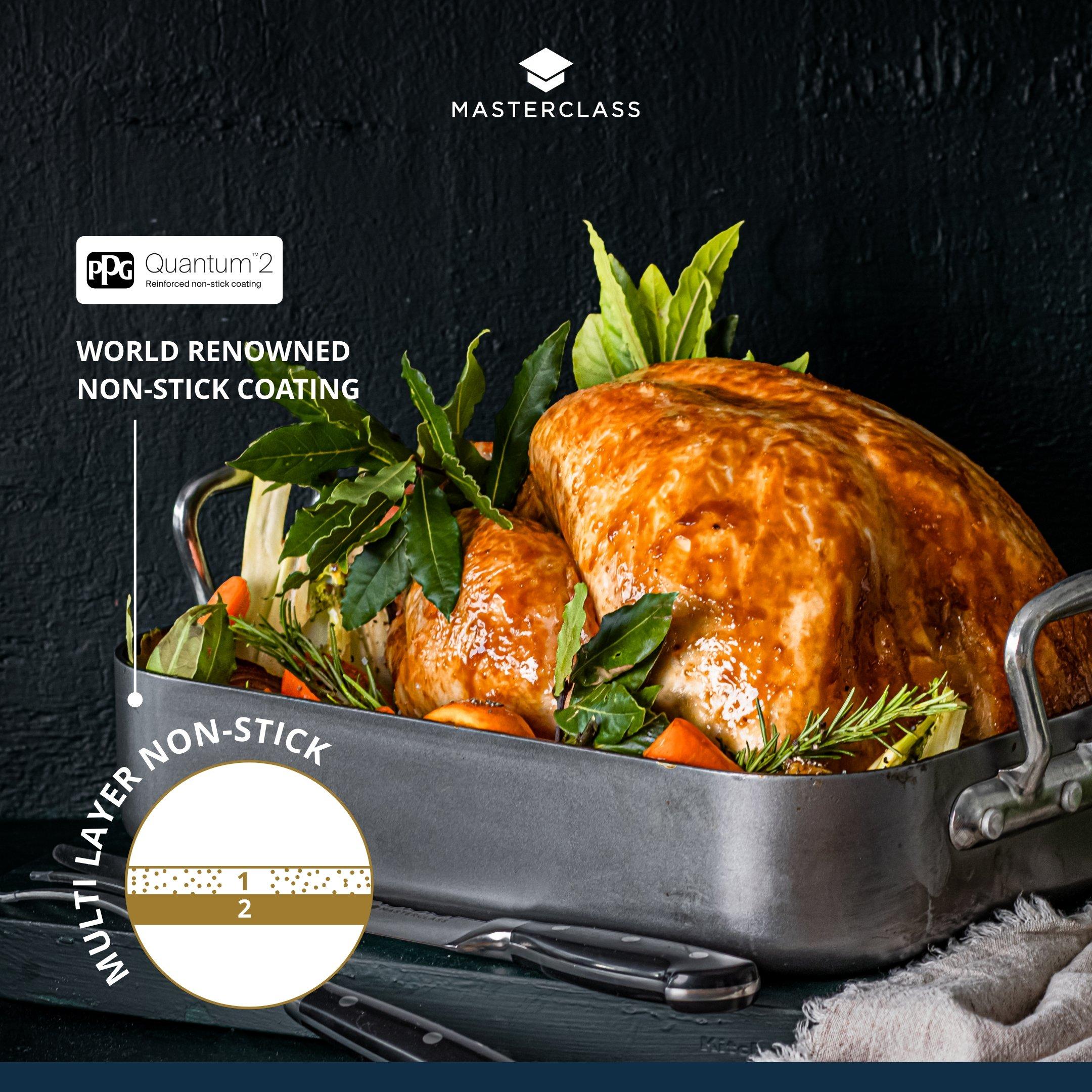 Silver - MasterClass - Non-Stick Roasting Pan with Handles, 3 - 2