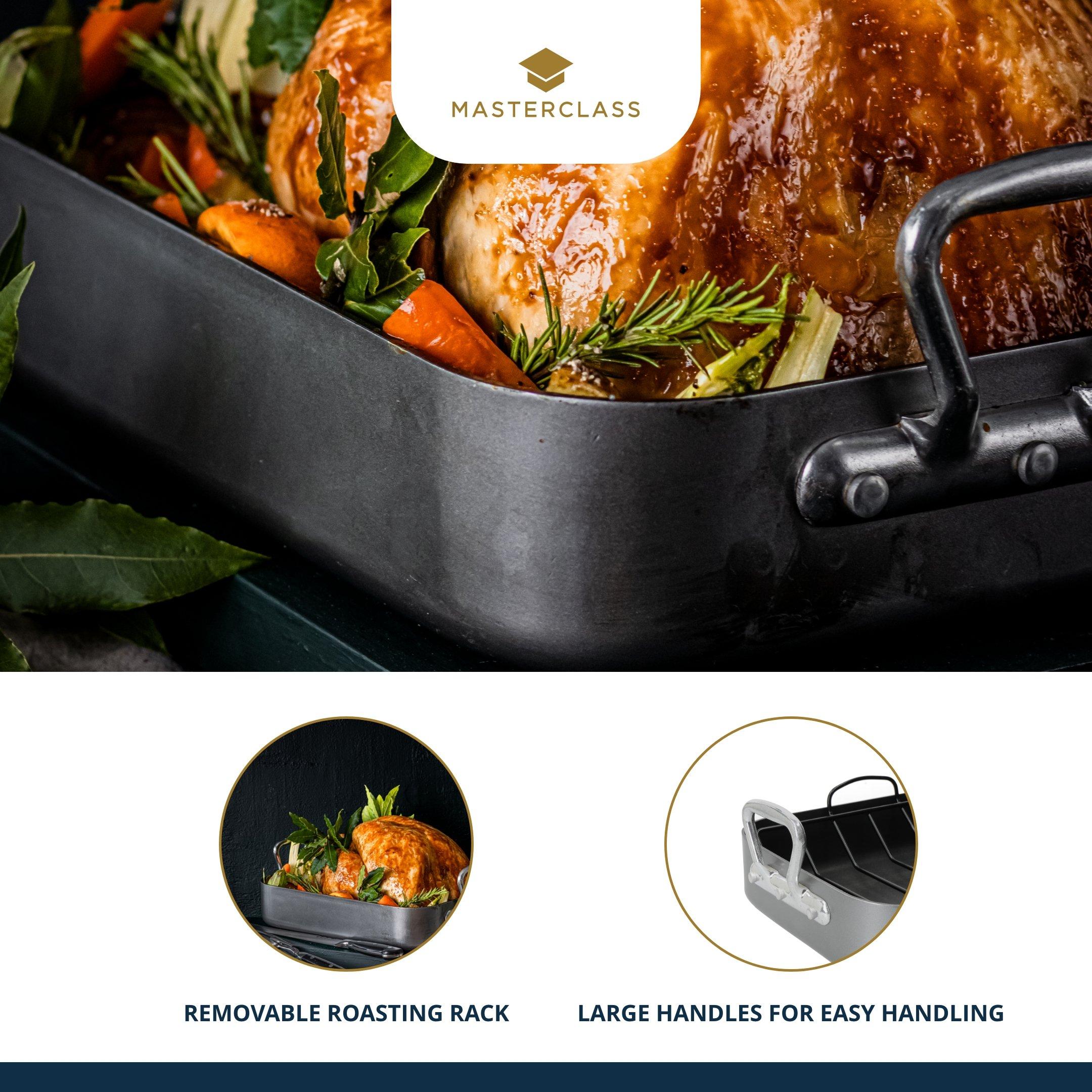 Silver - MasterClass - Non-Stick Roasting Pan with Handles, 3 - 3