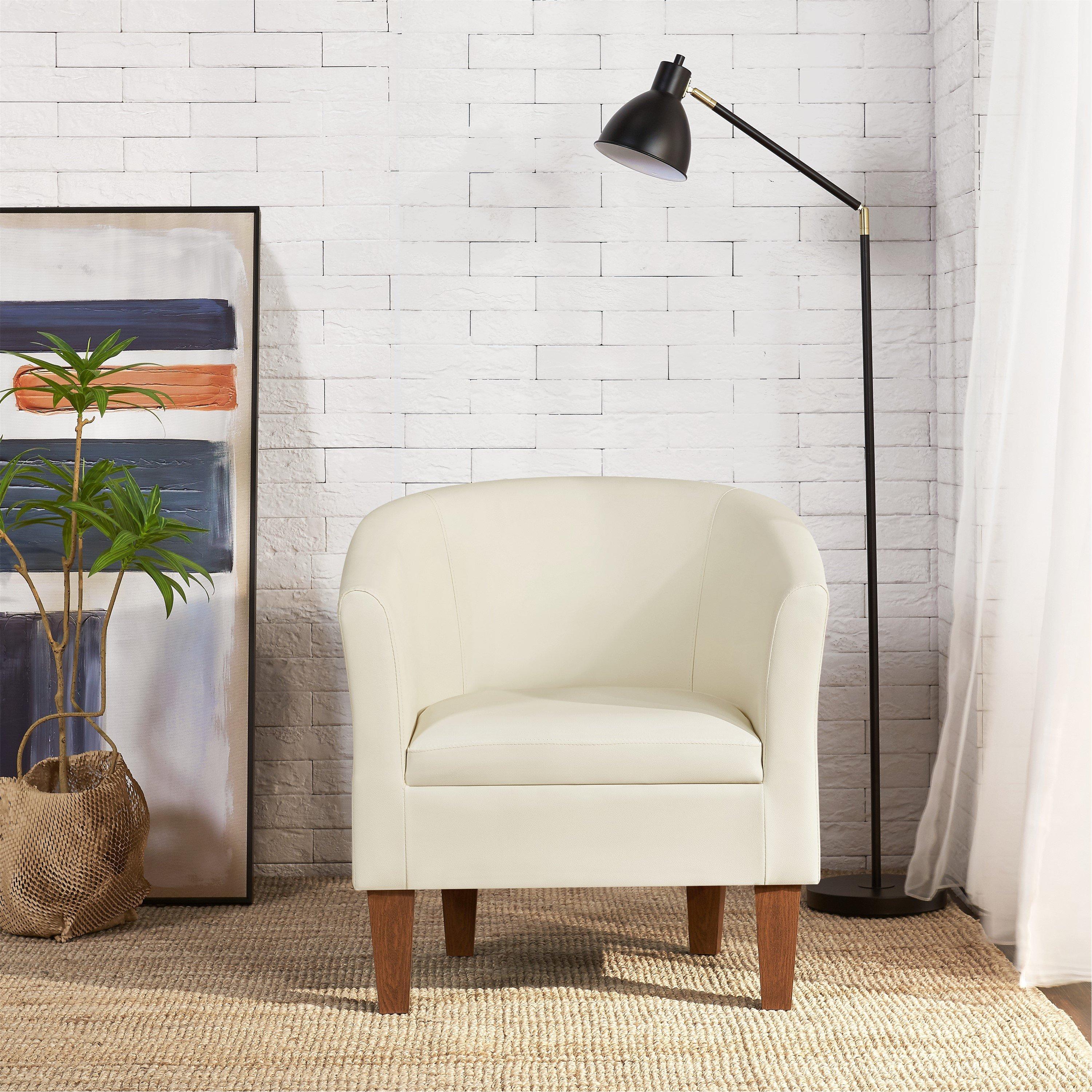 Cream - Comfy Living - Leather Tub Chair - 2