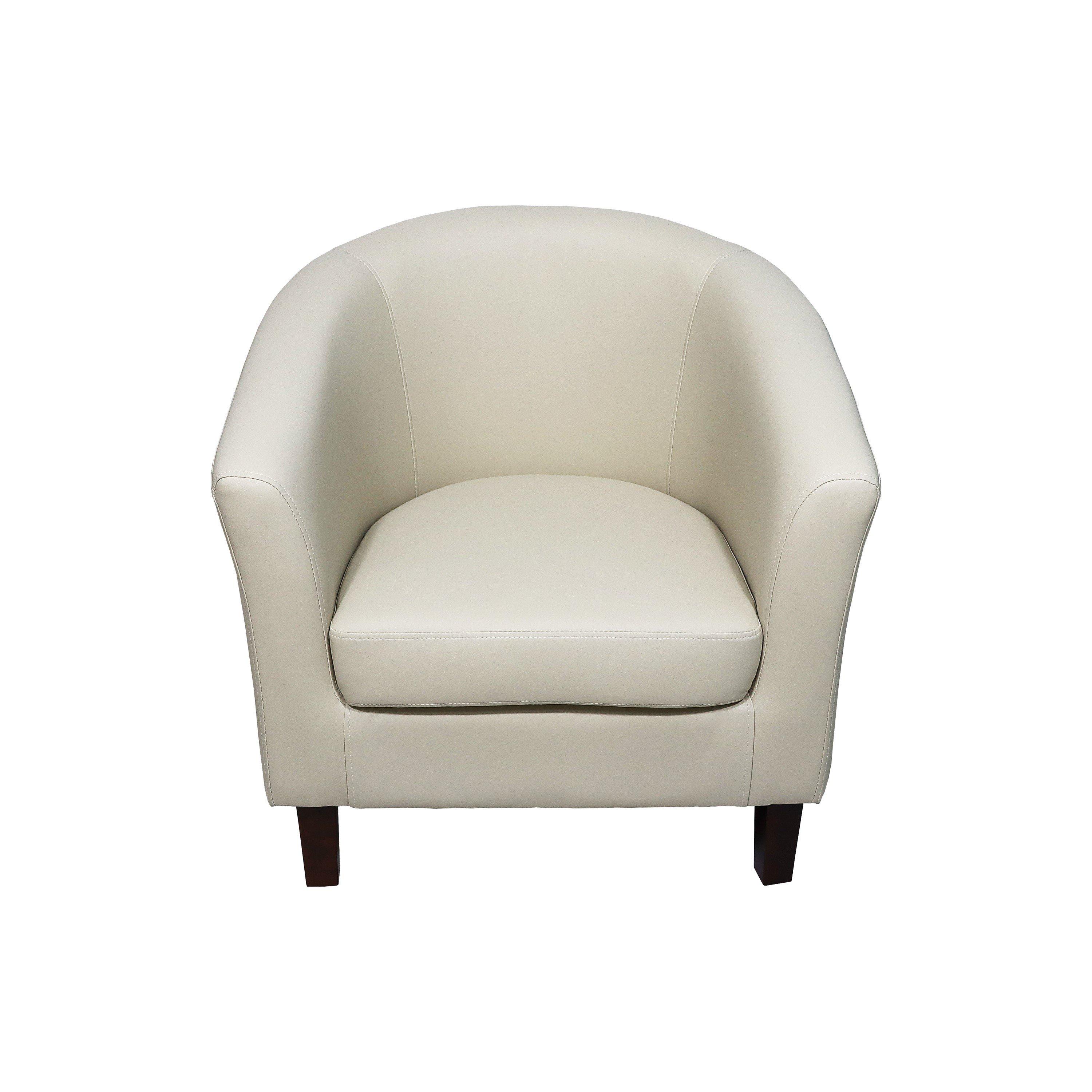 Cream - Comfy Living - Leather Tub Chair - 3