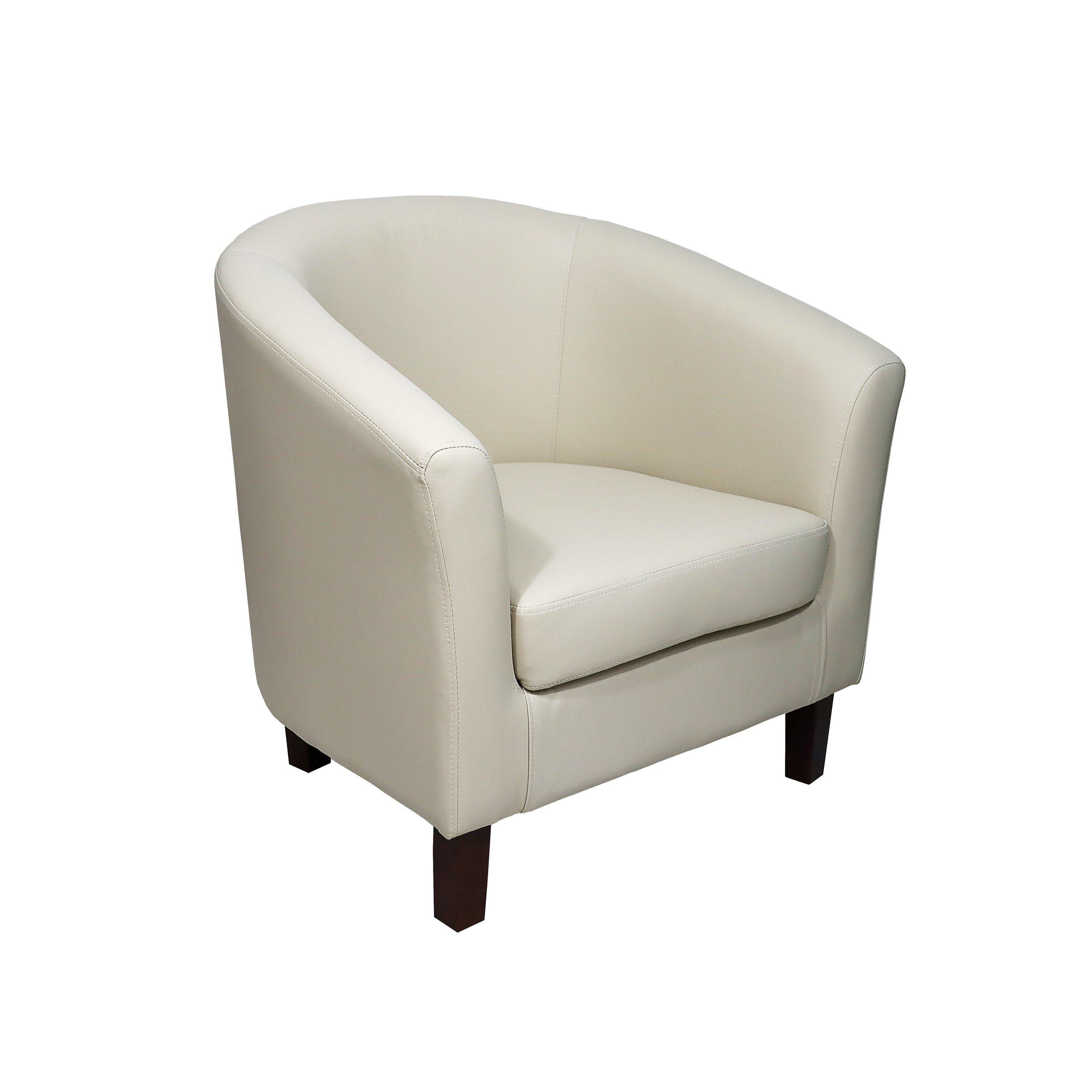 Cream - Comfy Living - Leather Tub Chair - 4