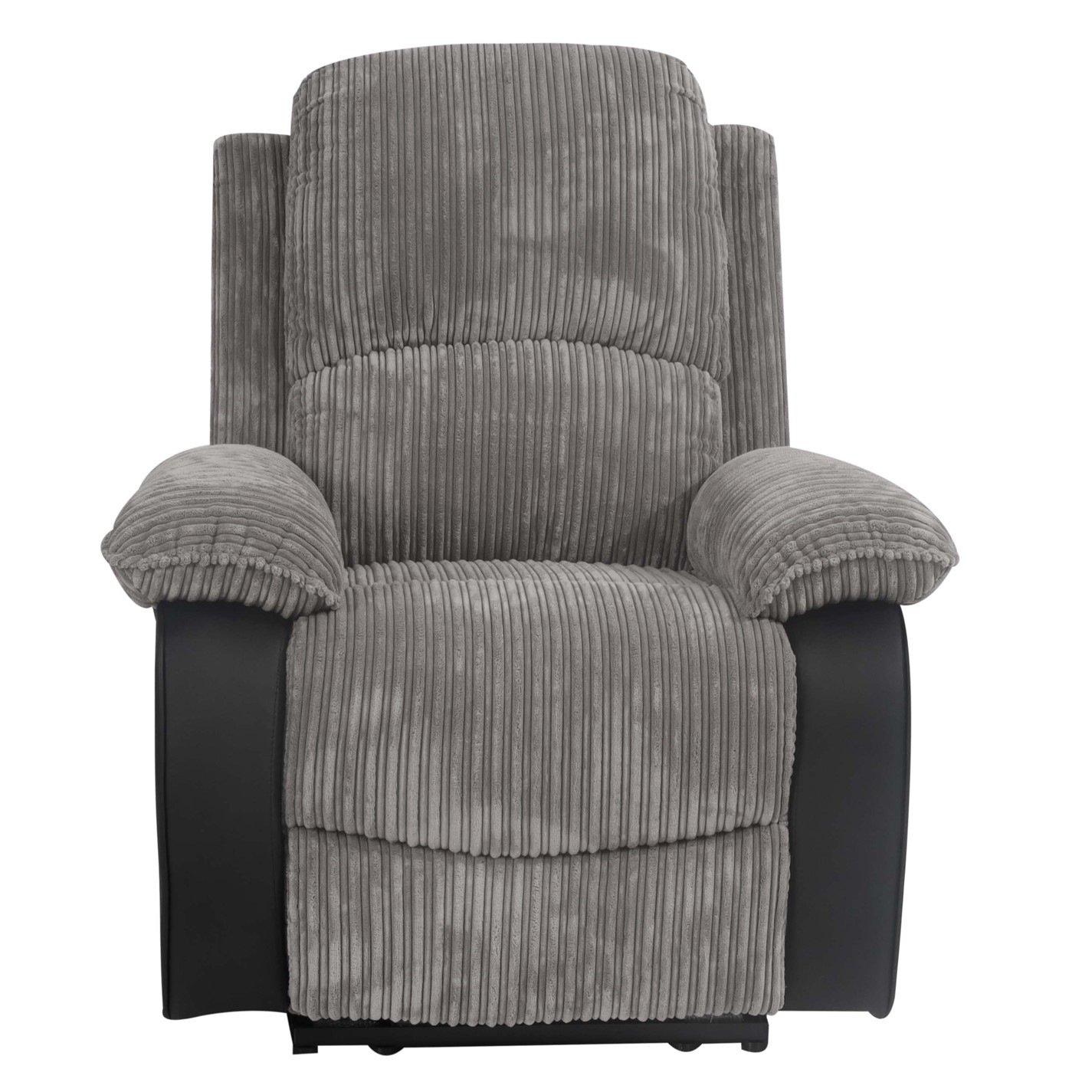 Dark Grey - Comfy Living - Electric Reclining Jumbo Chord Sofa Set - 5