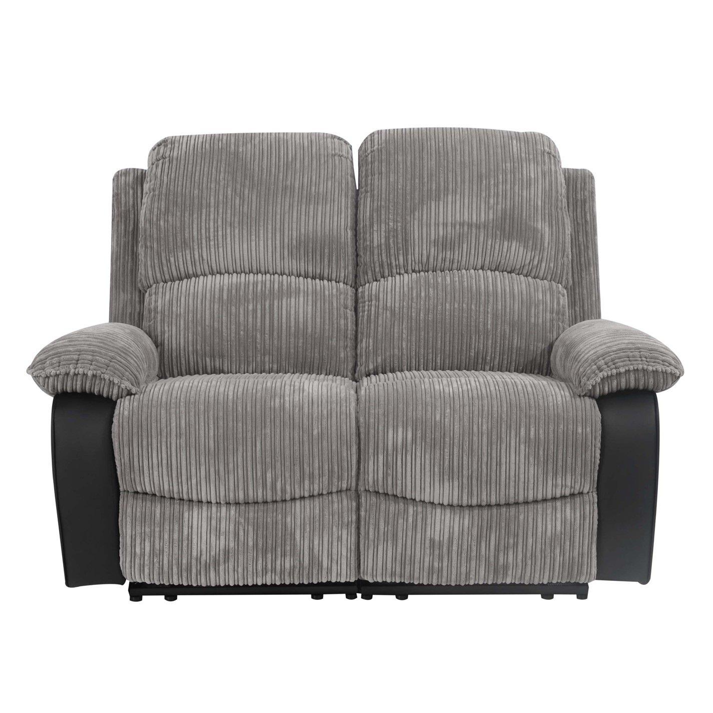 Dark Grey - Comfy Living - Electric Reclining Jumbo Chord Sofa Set - 6