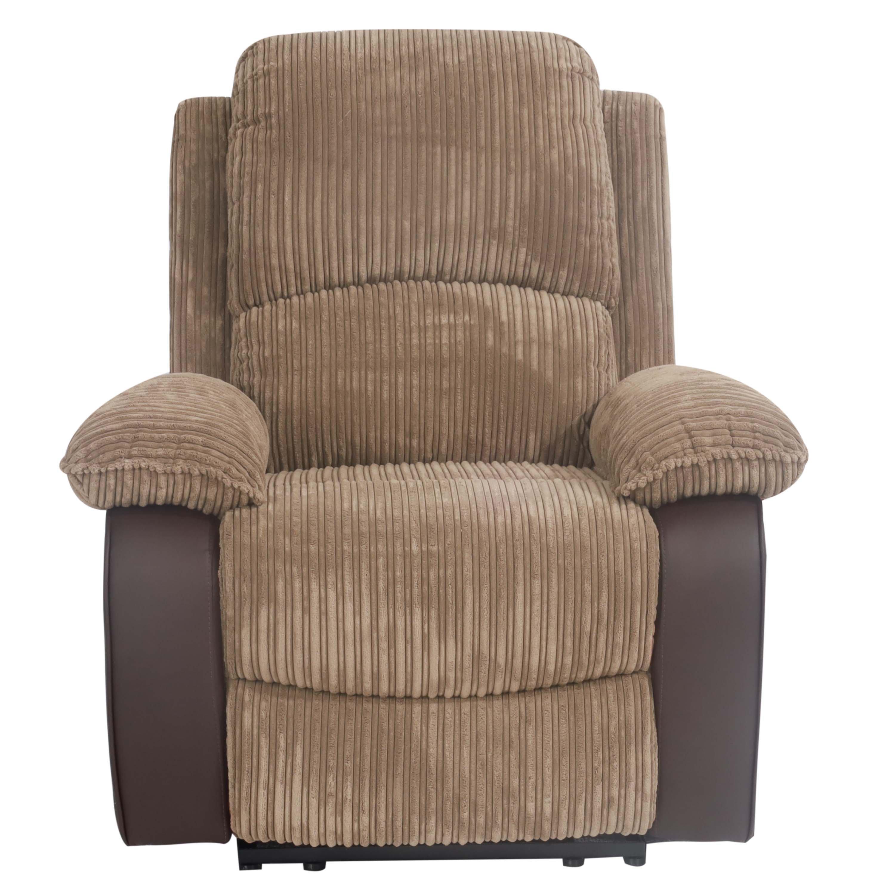 Brown - Comfy Living - Electric Reclining Jumbo Chord Sofa Set - 6