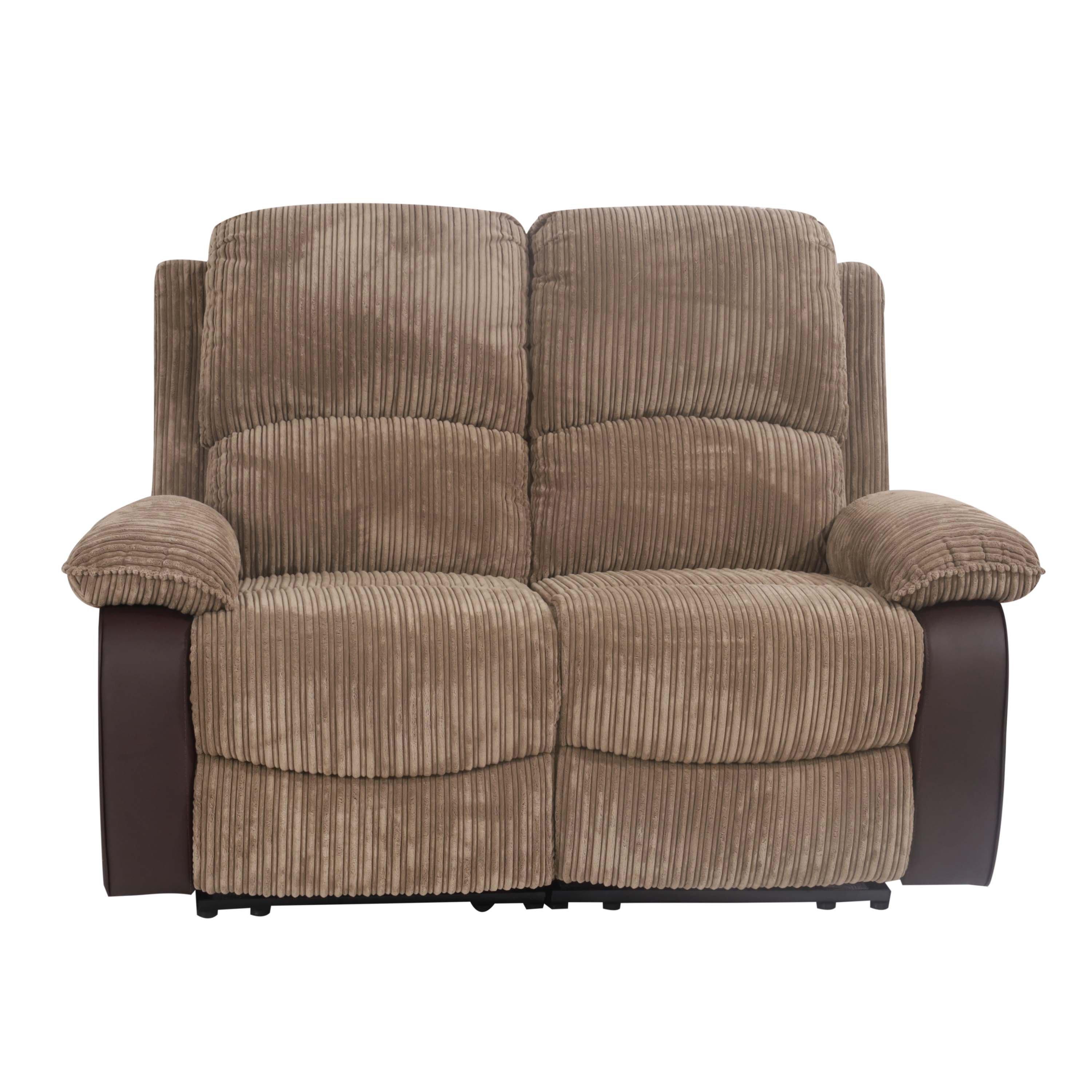 Brown - Comfy Living - Electric Reclining Jumbo Chord Sofa Set - 7