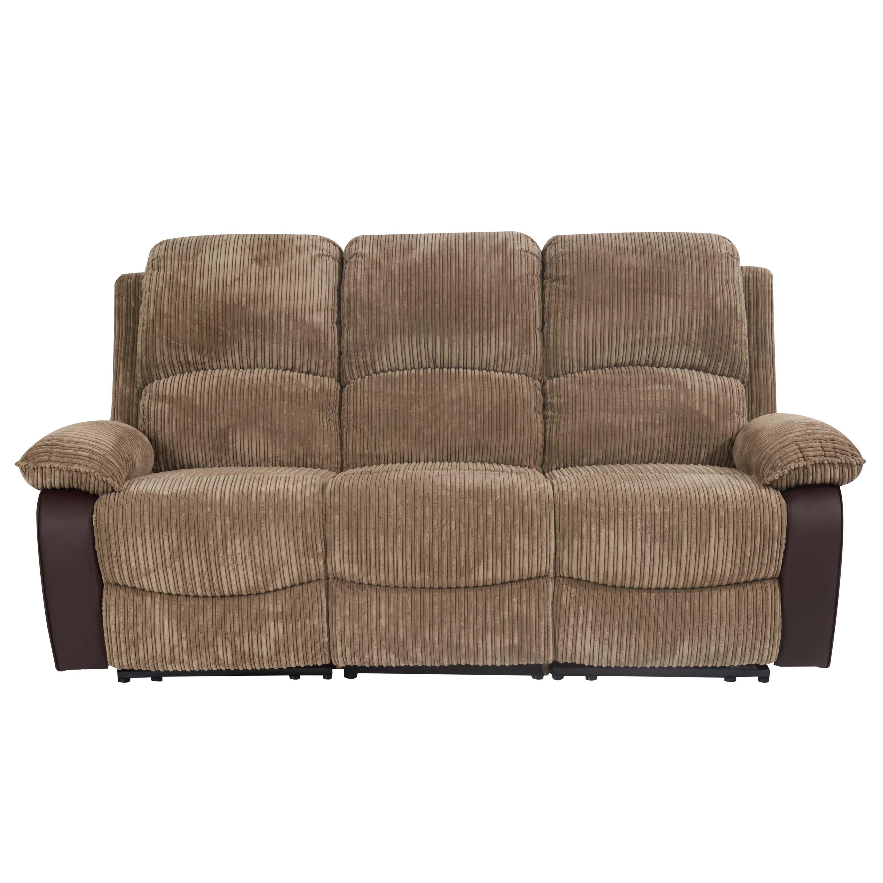 Brown - Comfy Living - Electric Reclining Jumbo Chord Sofa Set - 8