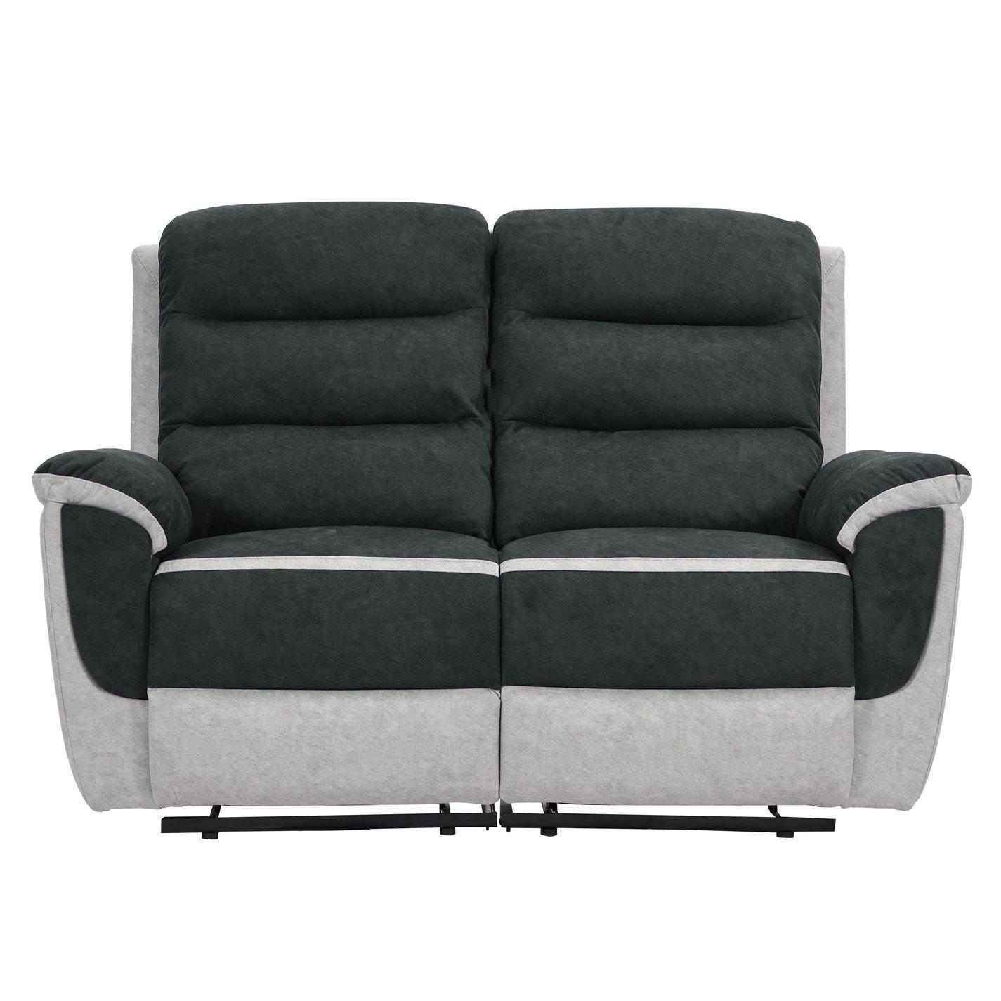 Grey - Comfy Living - Two-Tone Manual Reclining Fabric Sofa Set - 1